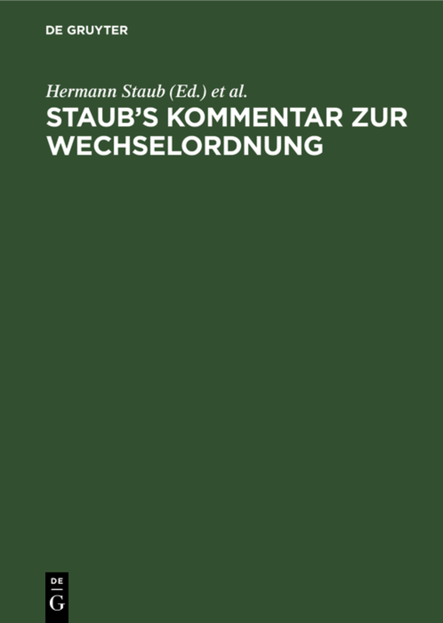 Staub's Kommentar zur Wechselordnung