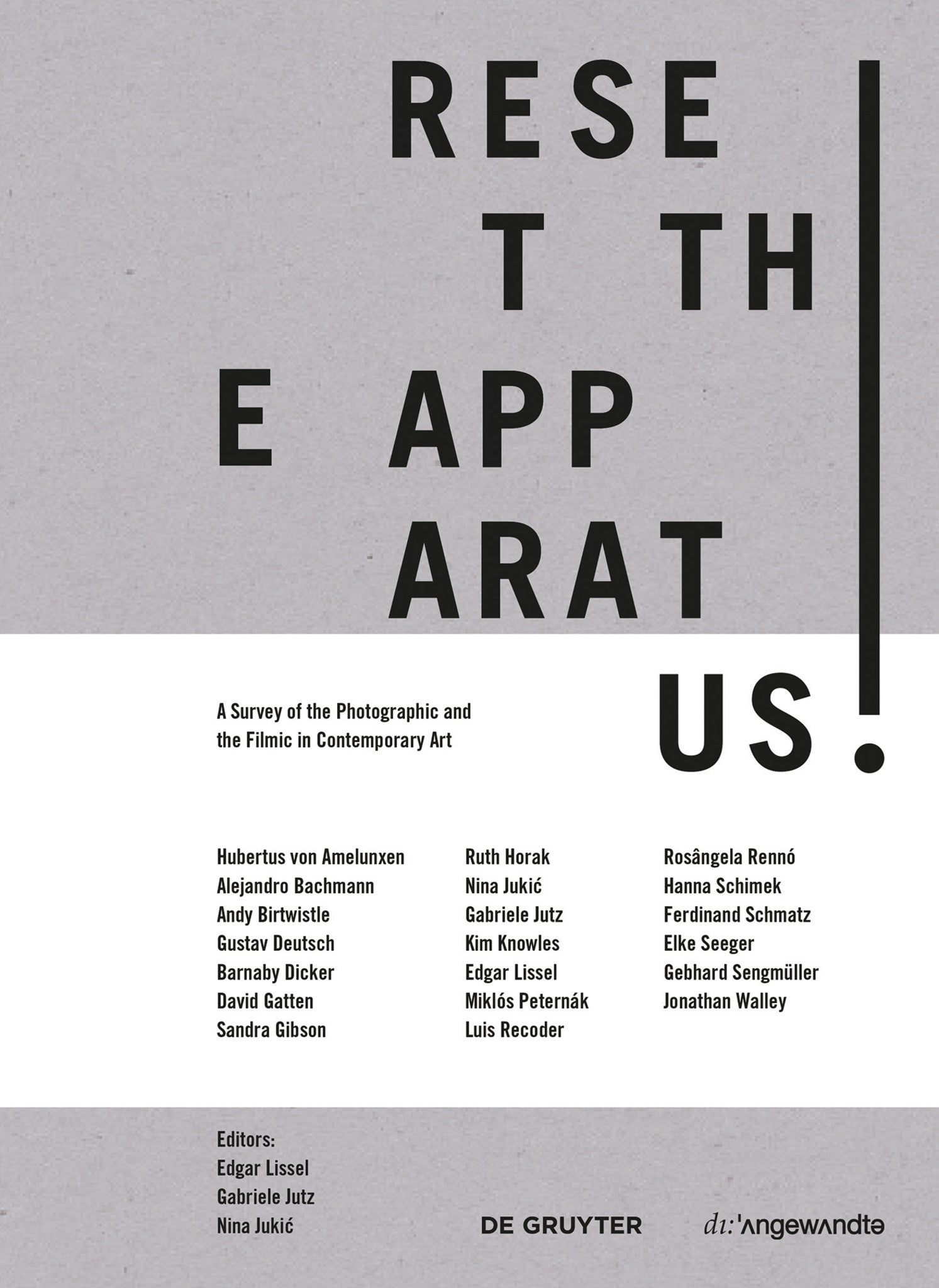 Cover image for RESET THE APPARATUS! ISBN 9783110630688