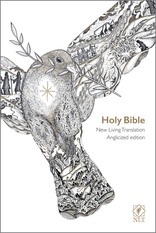 NLT Holy Bible, White Flexiback, Dove Illustration, Award-Shortlisted Design, British Text, NLT New Living Translation, Flexiback, Standard size