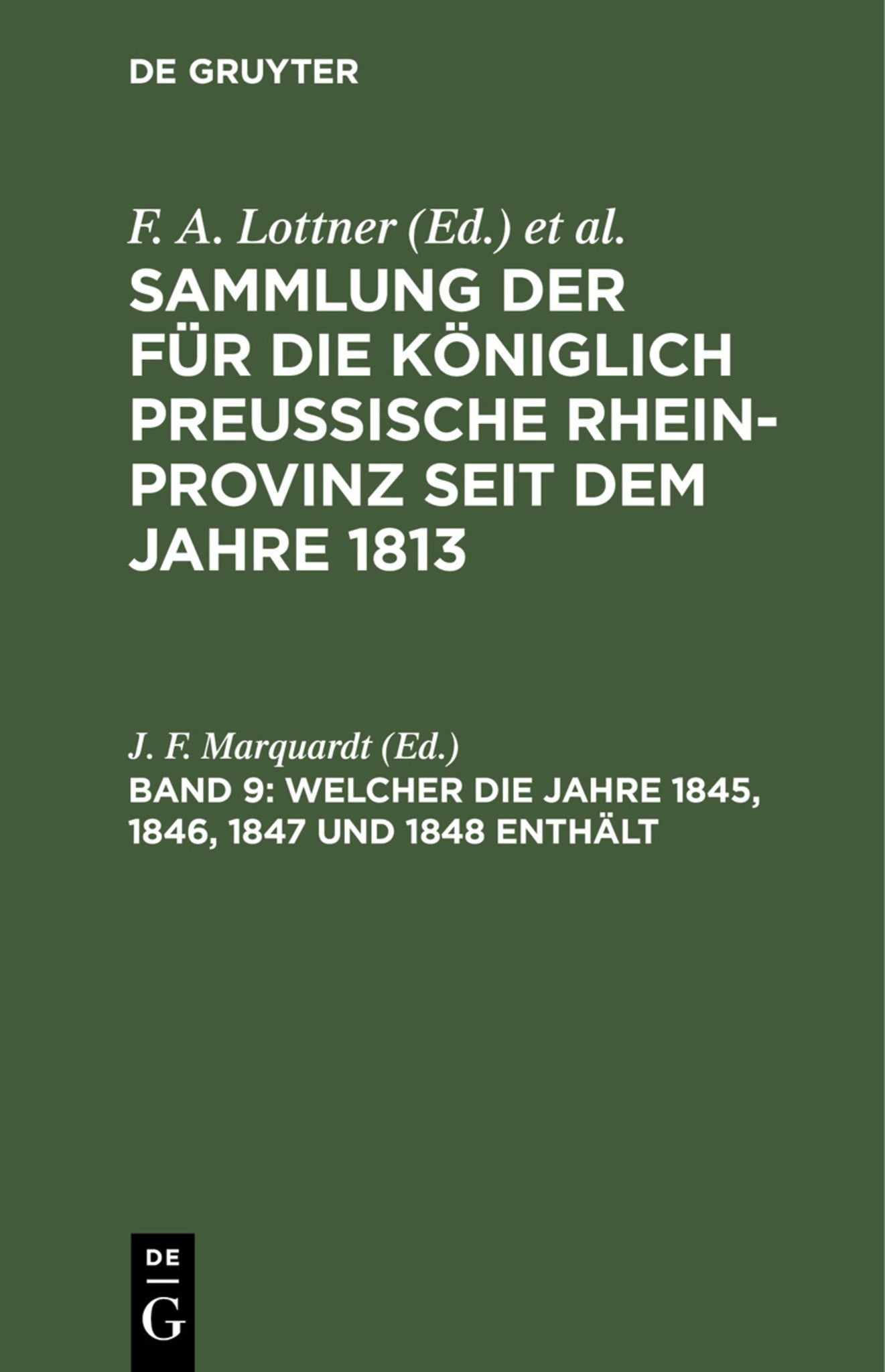 Welcher die Jahre 1845, 1846, 1847 und 1848 enthält