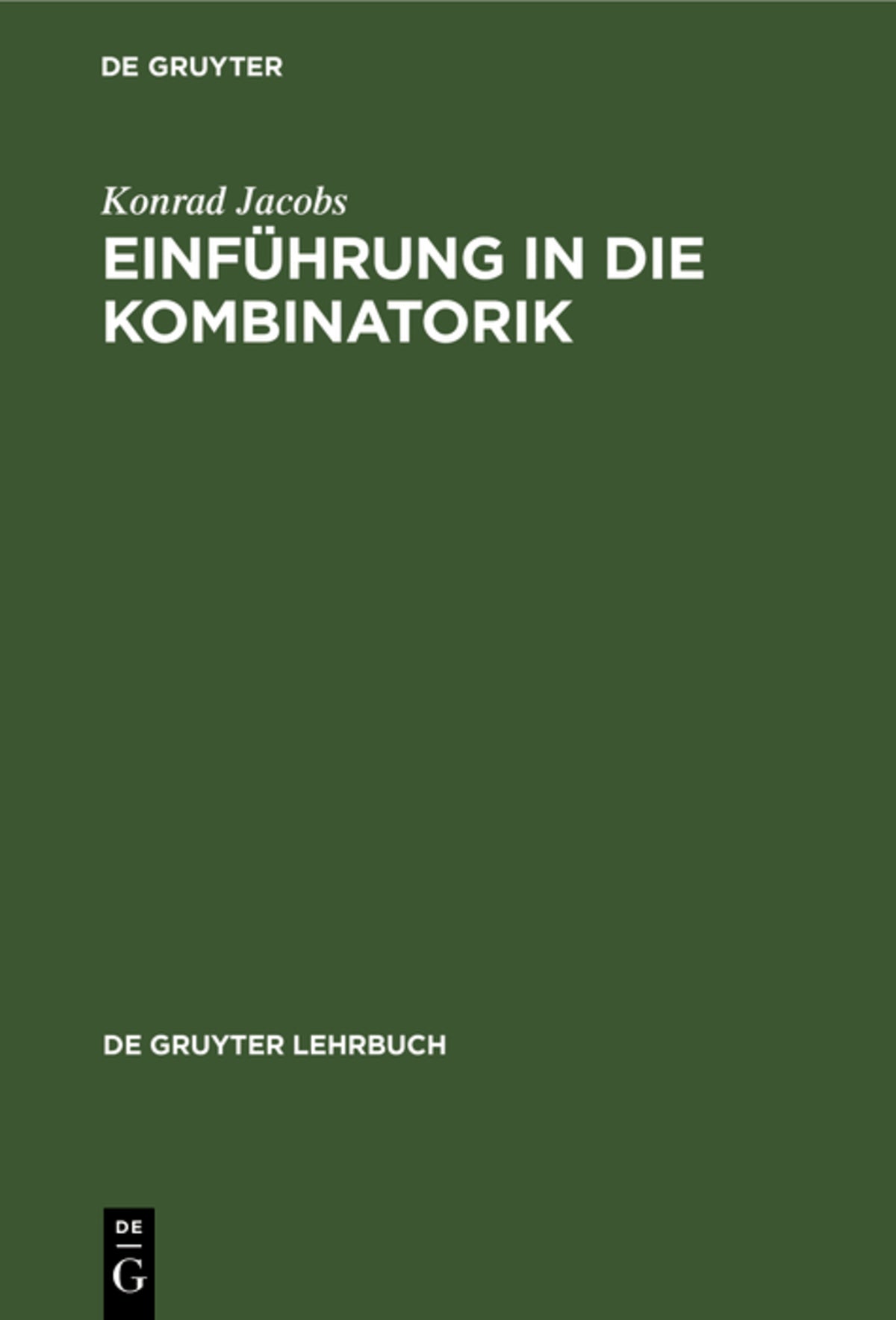 Cover image for Einführung in die Kombinatorik ISBN 9783110087369