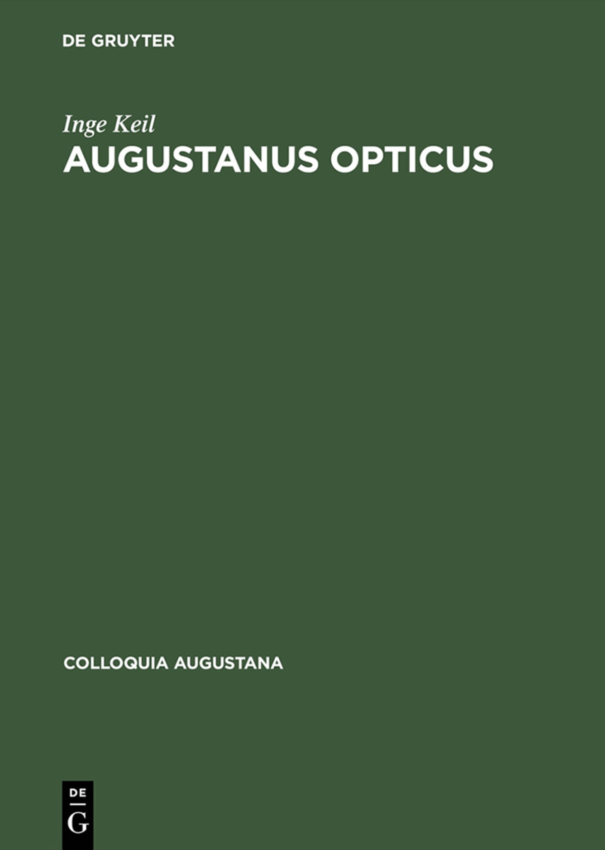 Cover image for Augustanus Opticus ISBN 9783050034447