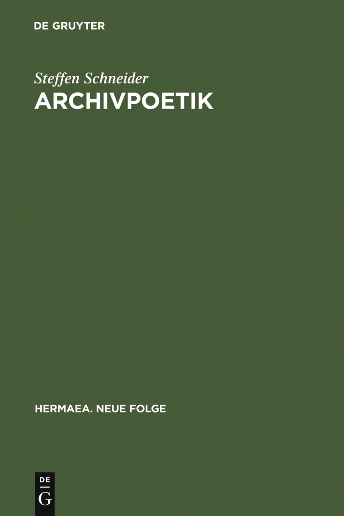 Cover image for Archivpoetik ISBN 9783484151086