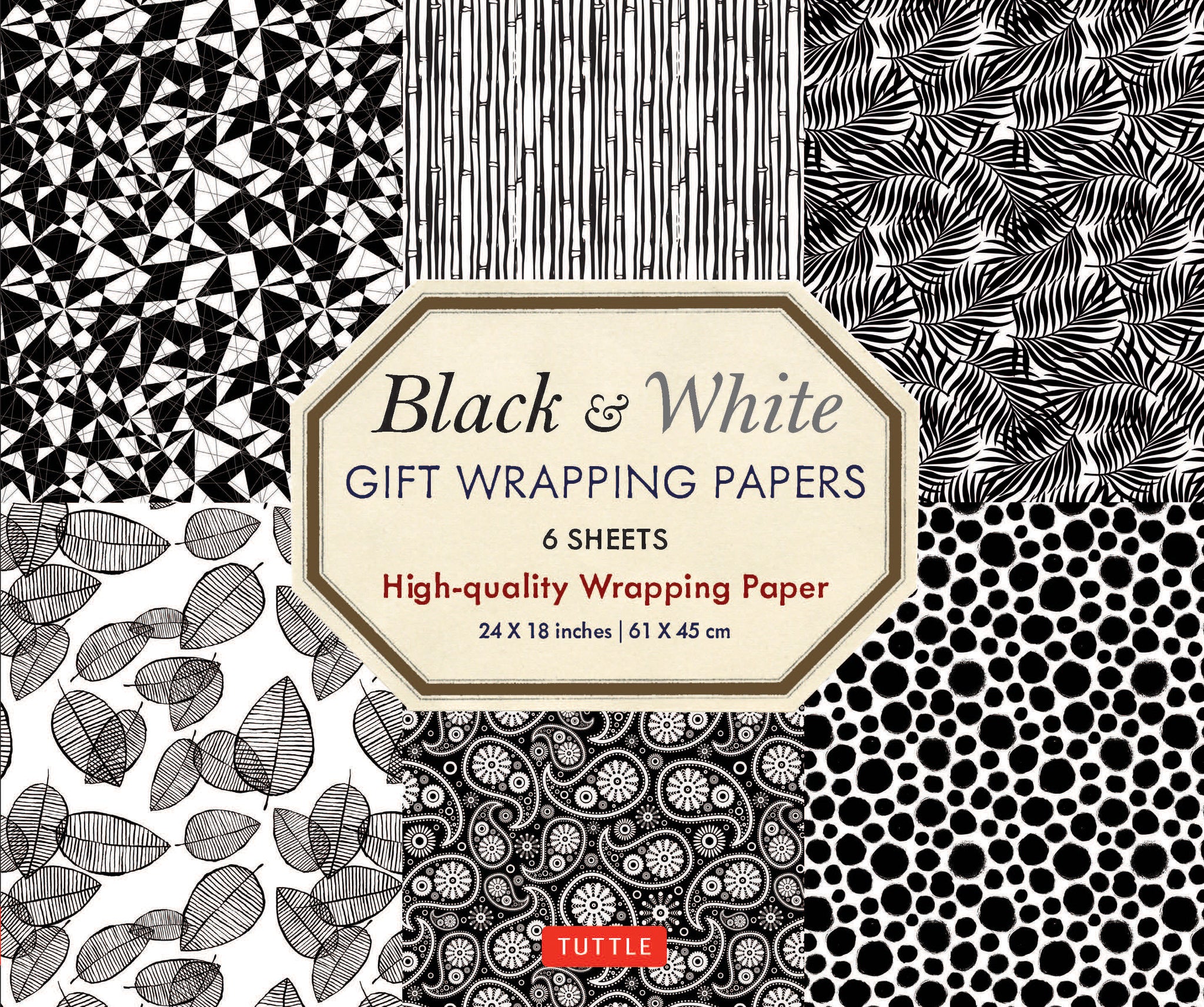 Black & White Gift Wrapping Papers - 6 sheets