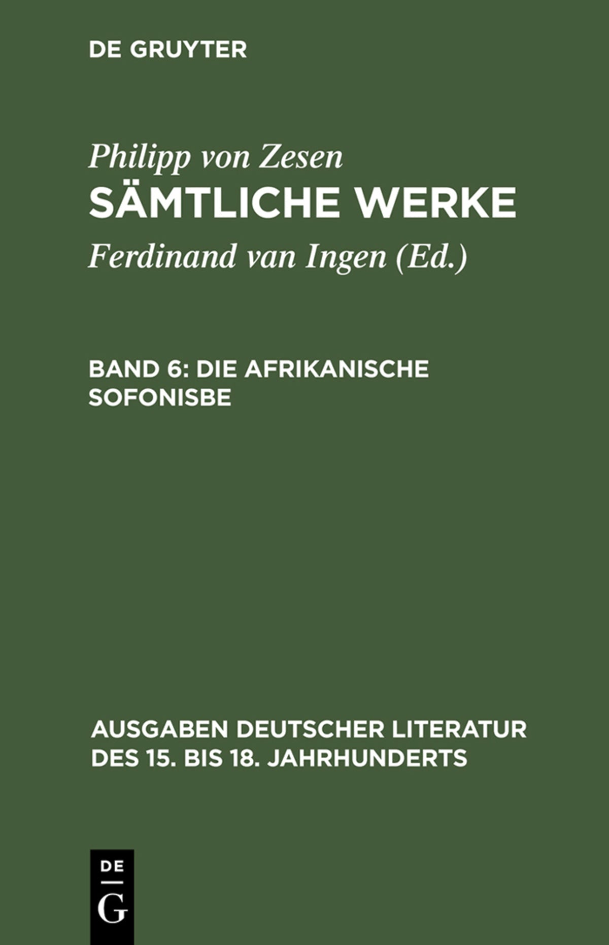 Cover image for Die afrikanische Sofonisbe ISBN 9783110039184