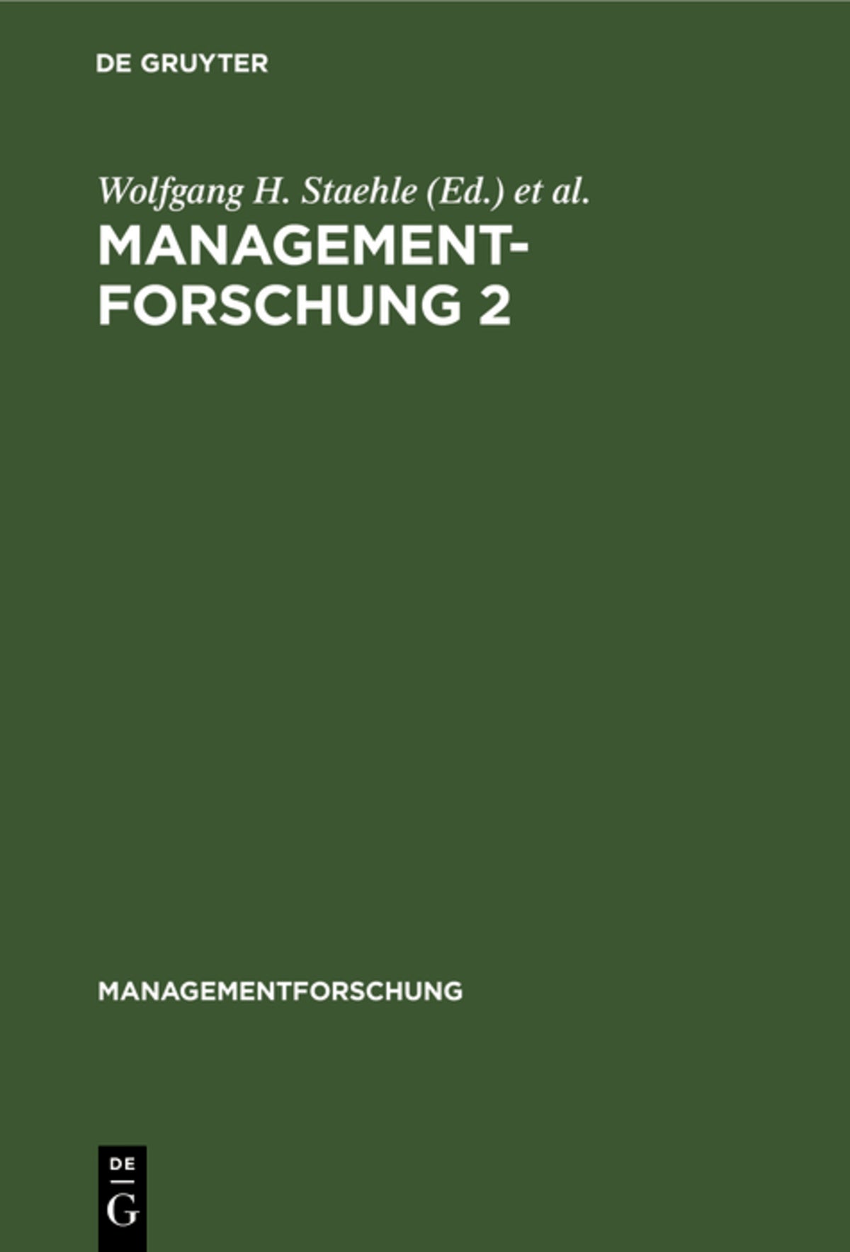 Cover image for Managementforschung 2 ISBN 9783112419557