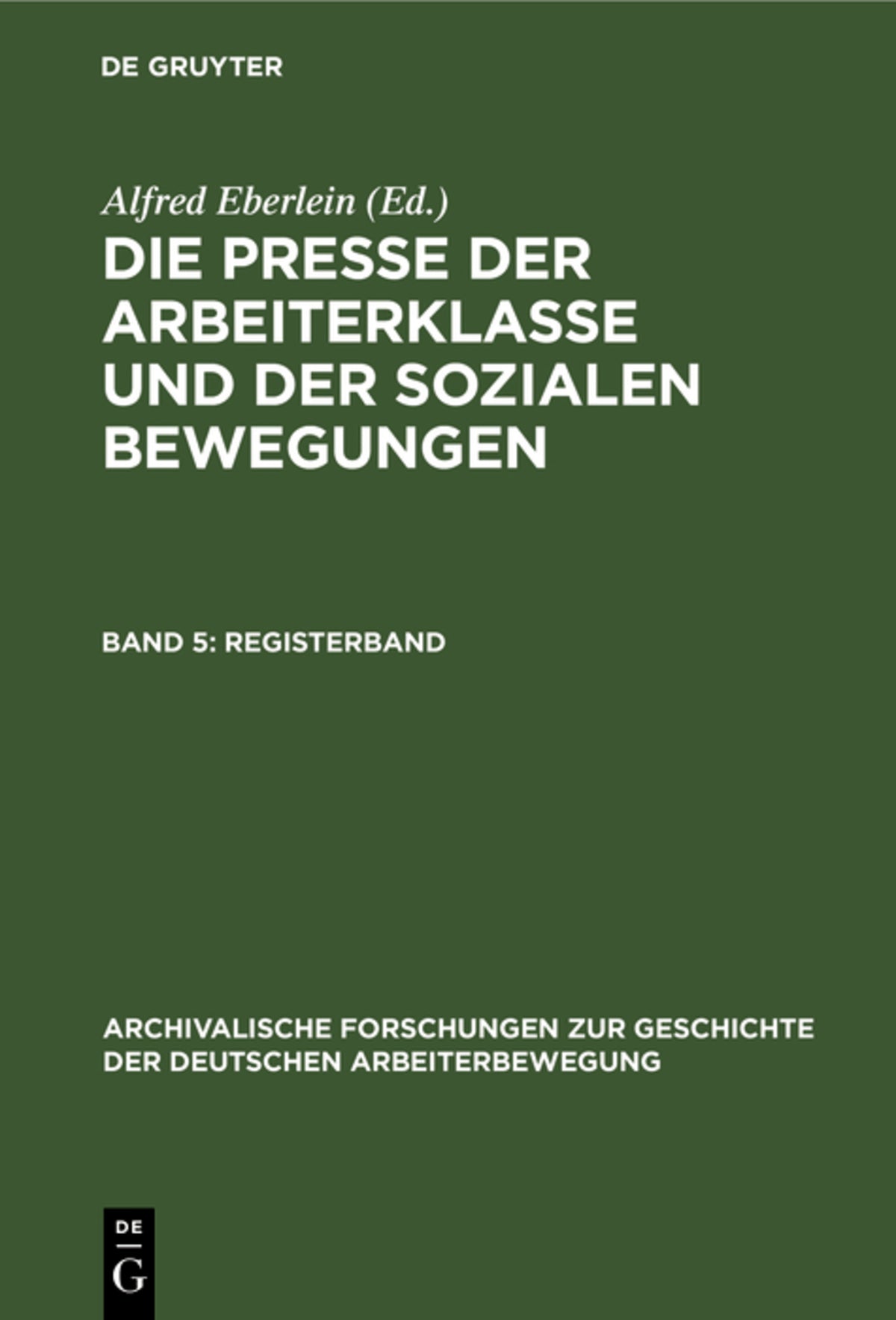 Cover image for Registerband ISBN 9783112473078