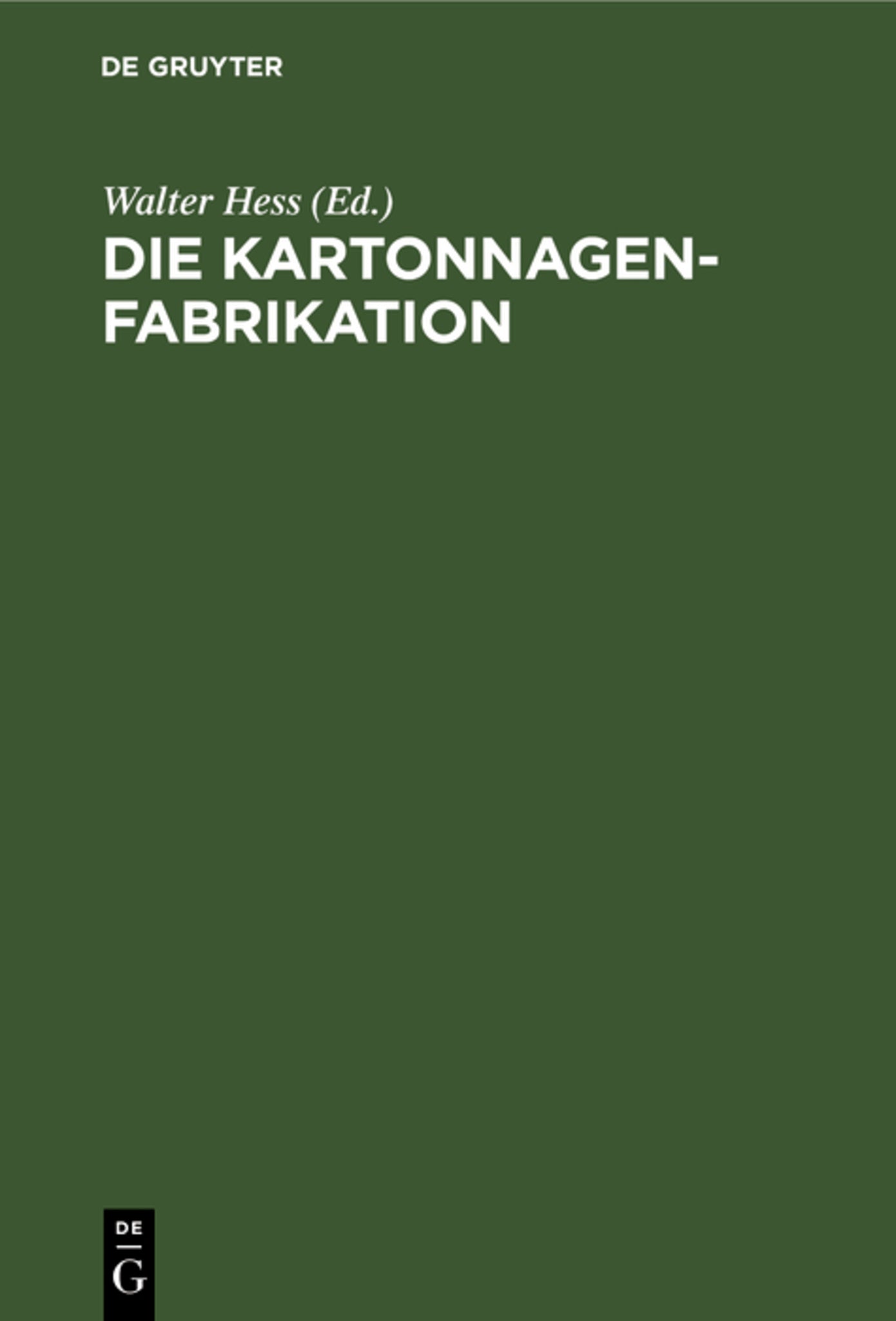 Die Kartonnagenfabrikation