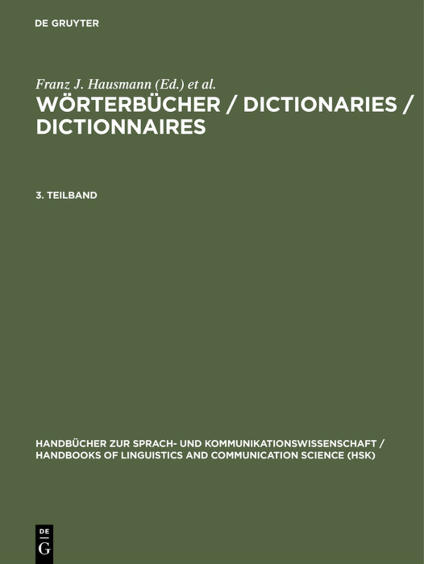 Wörterbücher / Dictionaries / Dictionnaires. 3. Teilband