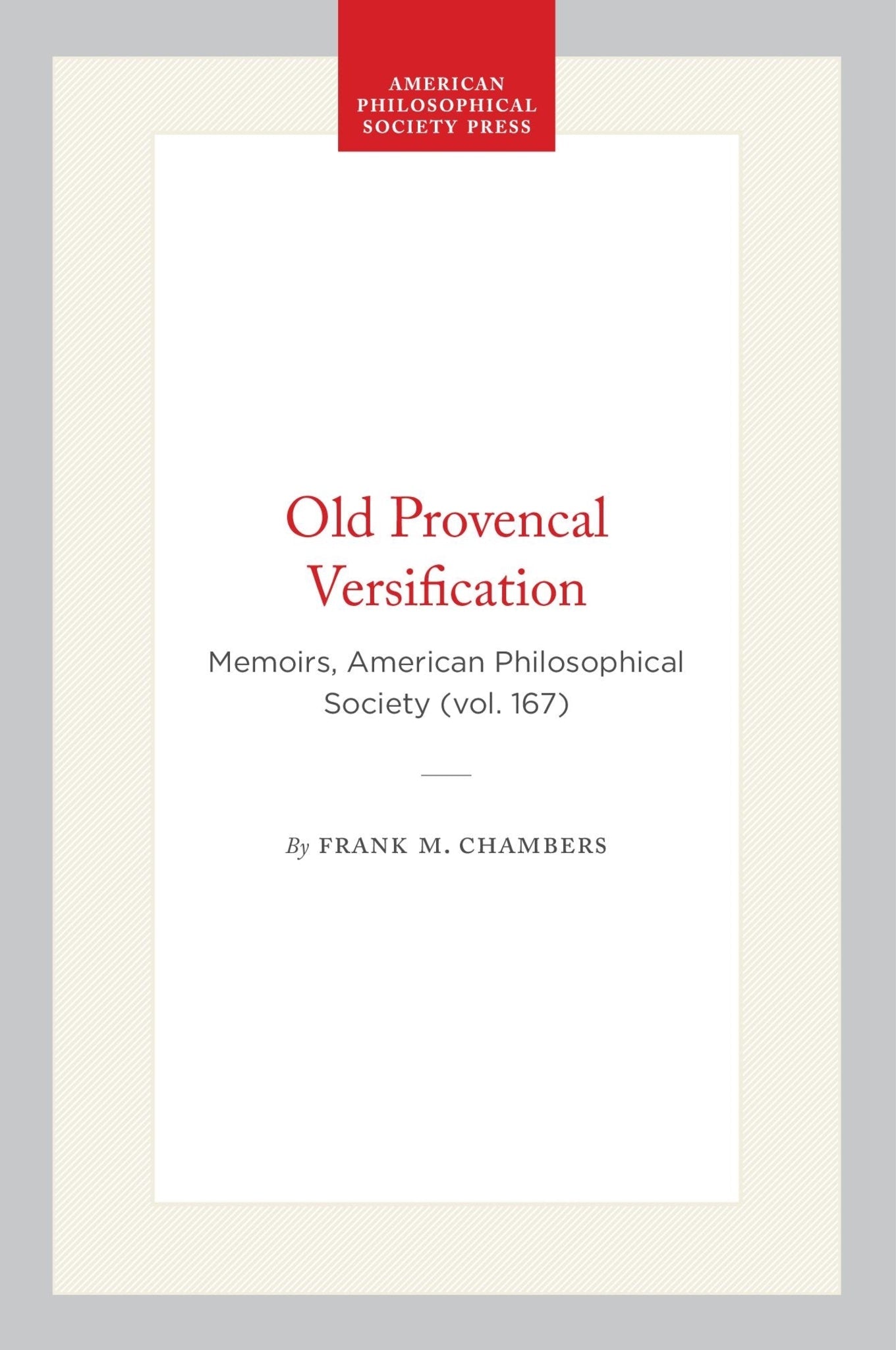 Old Provencal Versification