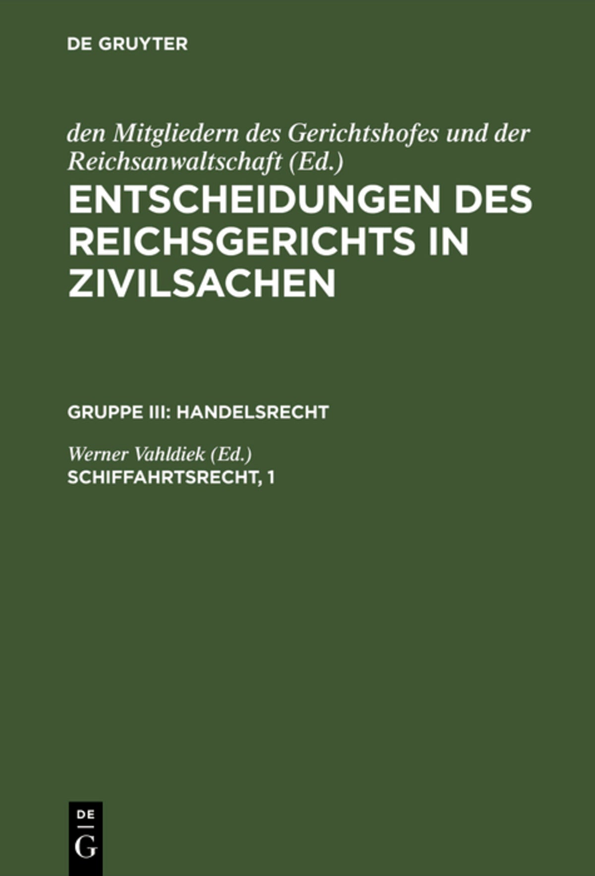 Cover image for Schiffahrtsrecht, 1 ISBN 9783110237252