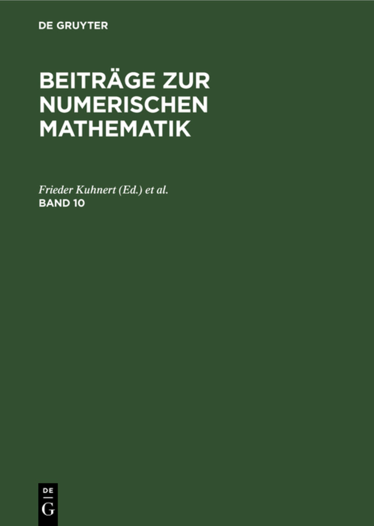 Cover image for Beiträge zur Numerischen Mathematik. Band 10 ISBN 9783486255713