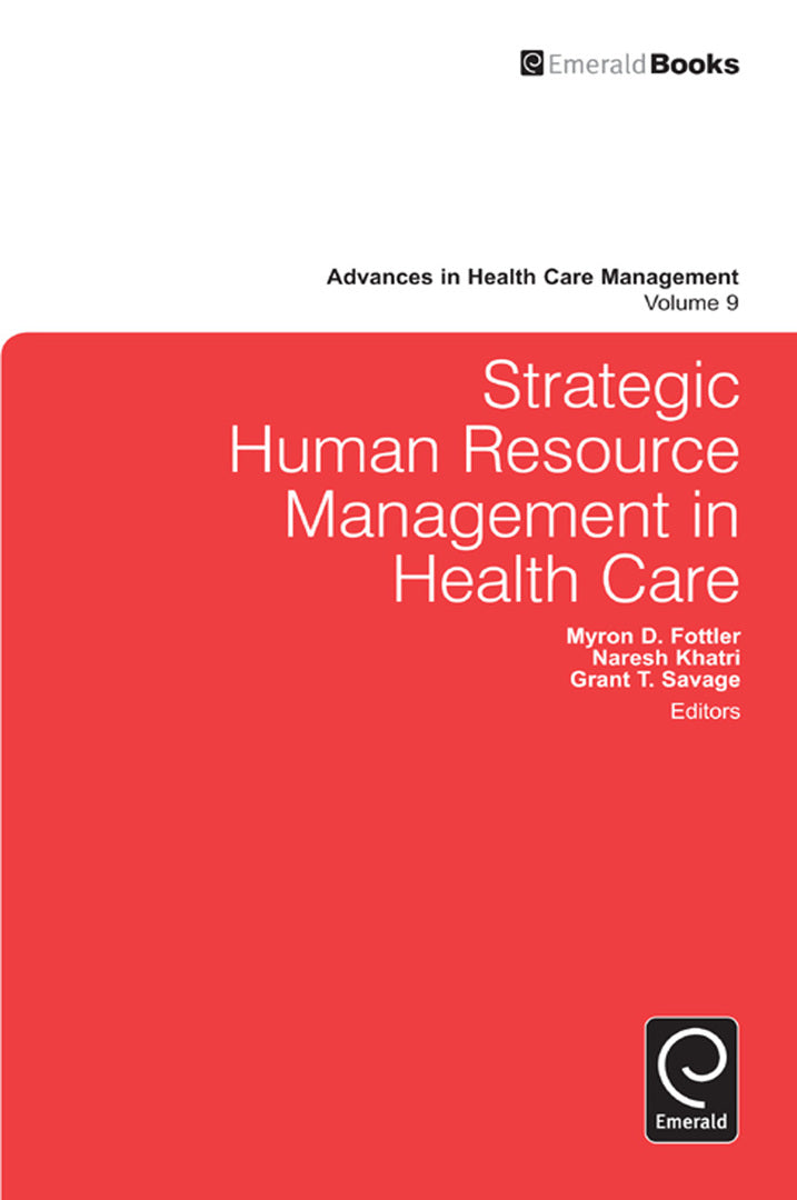 Cover image for Strategic Human Resource Management in Health Care ISBN 9781849509480
