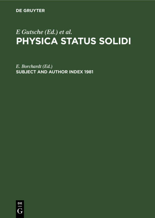 Subject and Author Index 1981
