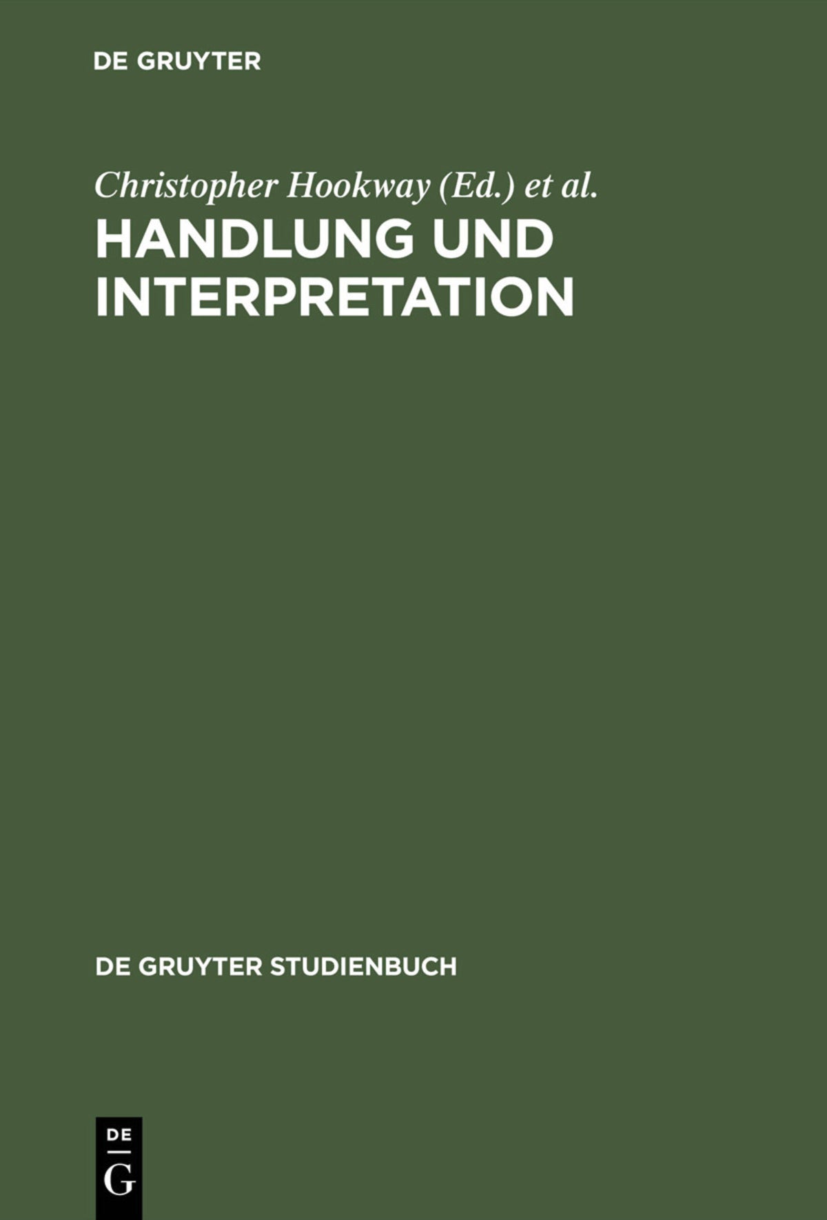 Cover image for Handlung und Interpretation ISBN 9783110079104