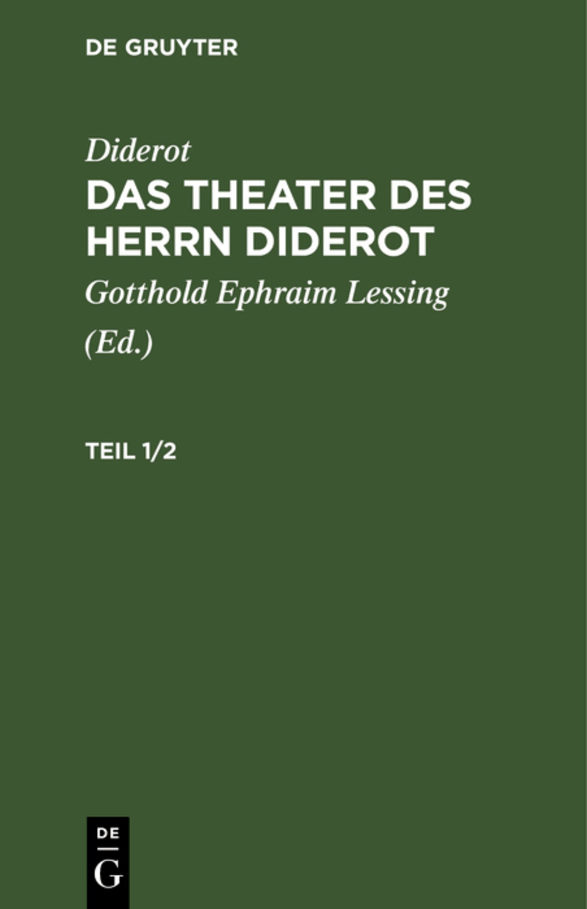 Cover image for Diderot: Das Theater des Herrn Diderot. Teil 1/2 ISBN 9783112426494