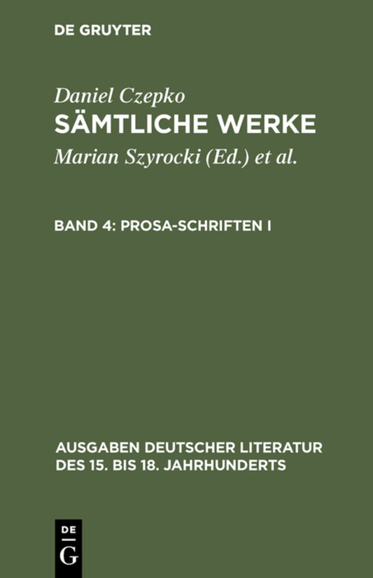 Prosa-Schriften I