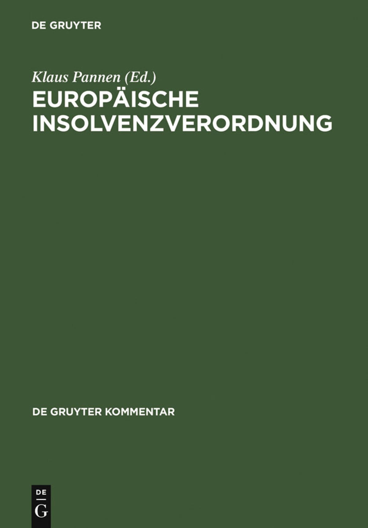 Cover image for Europäische Insolvenzverordnung ISBN 9783899493641
