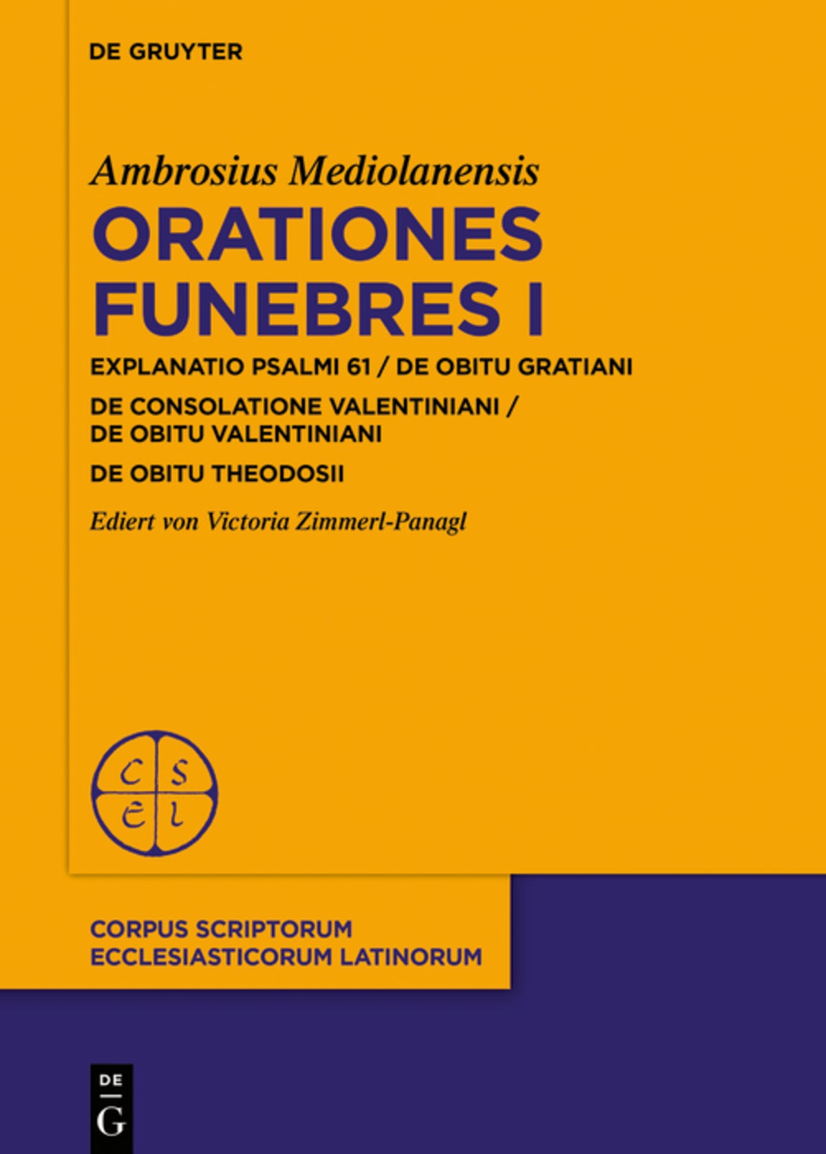 Cover image for Orationes funebres I ISBN 9783110747195