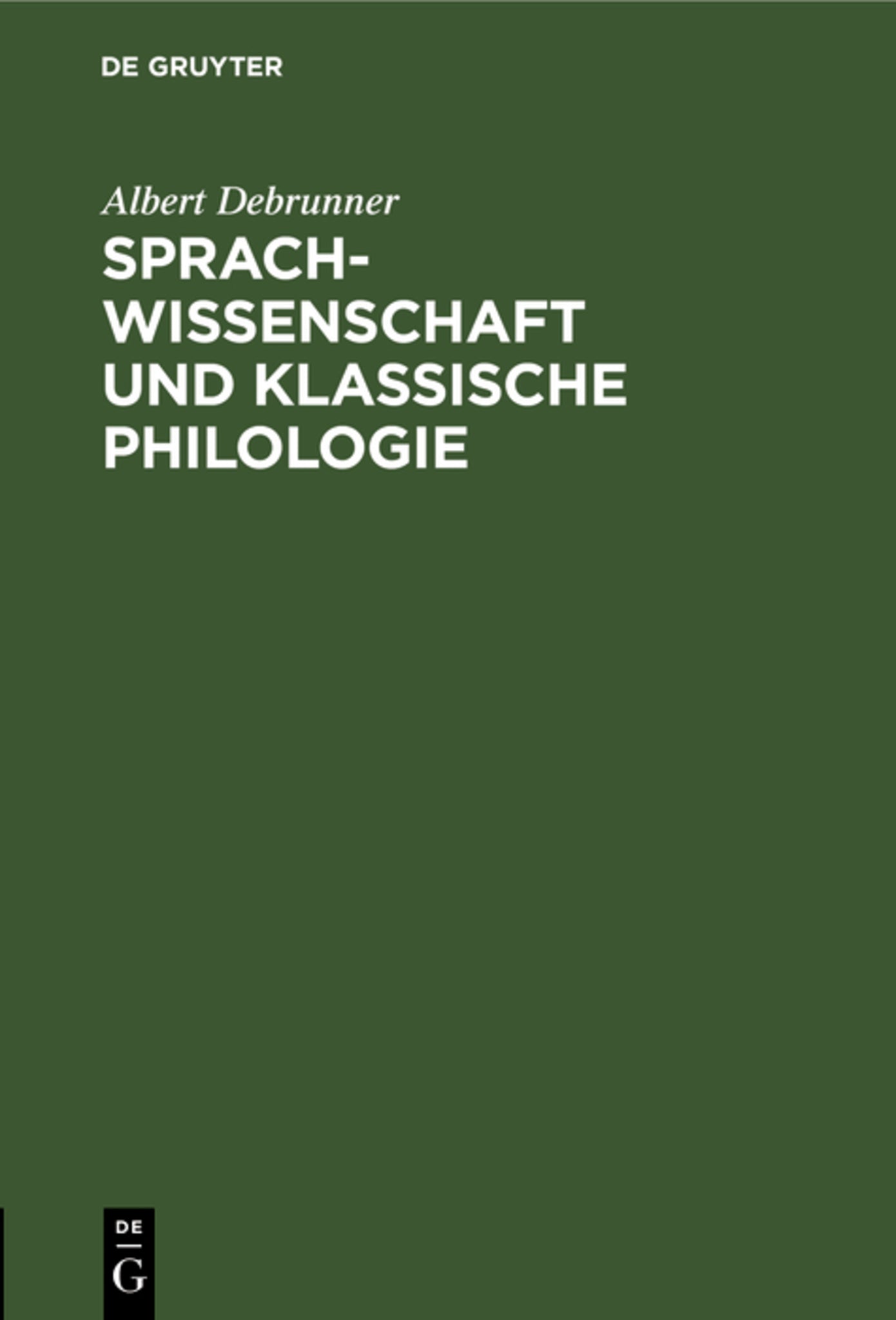 Cover image for Sprachwissenschaft und Klassische Philologie ISBN 9783111261010