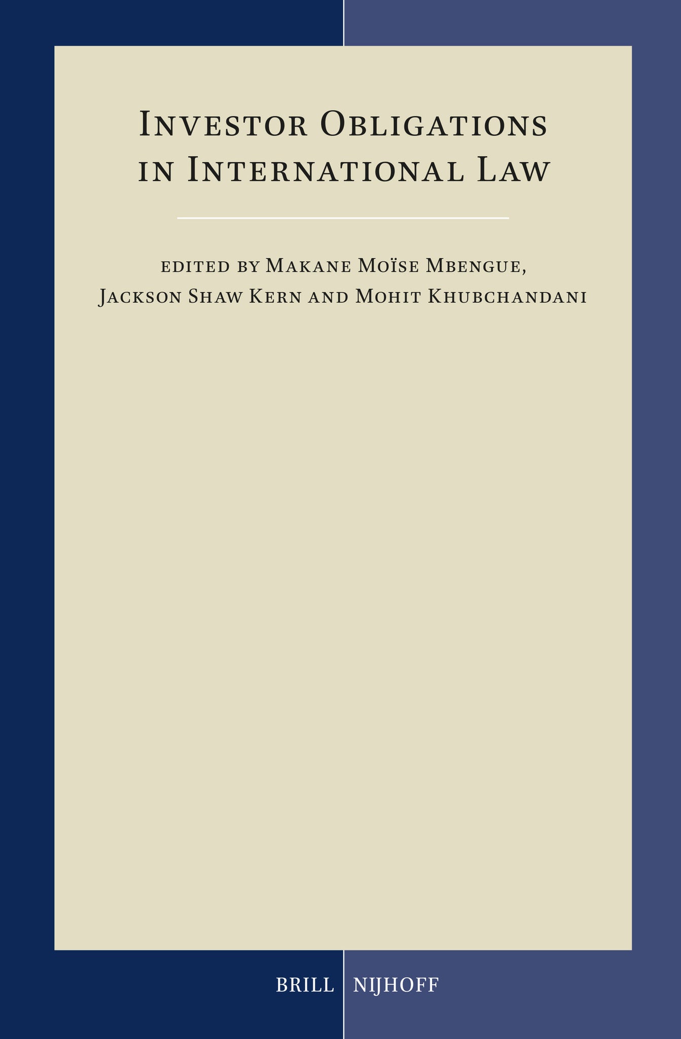 Cover image for Investor Obligations in International Law ISBN 9789004769847