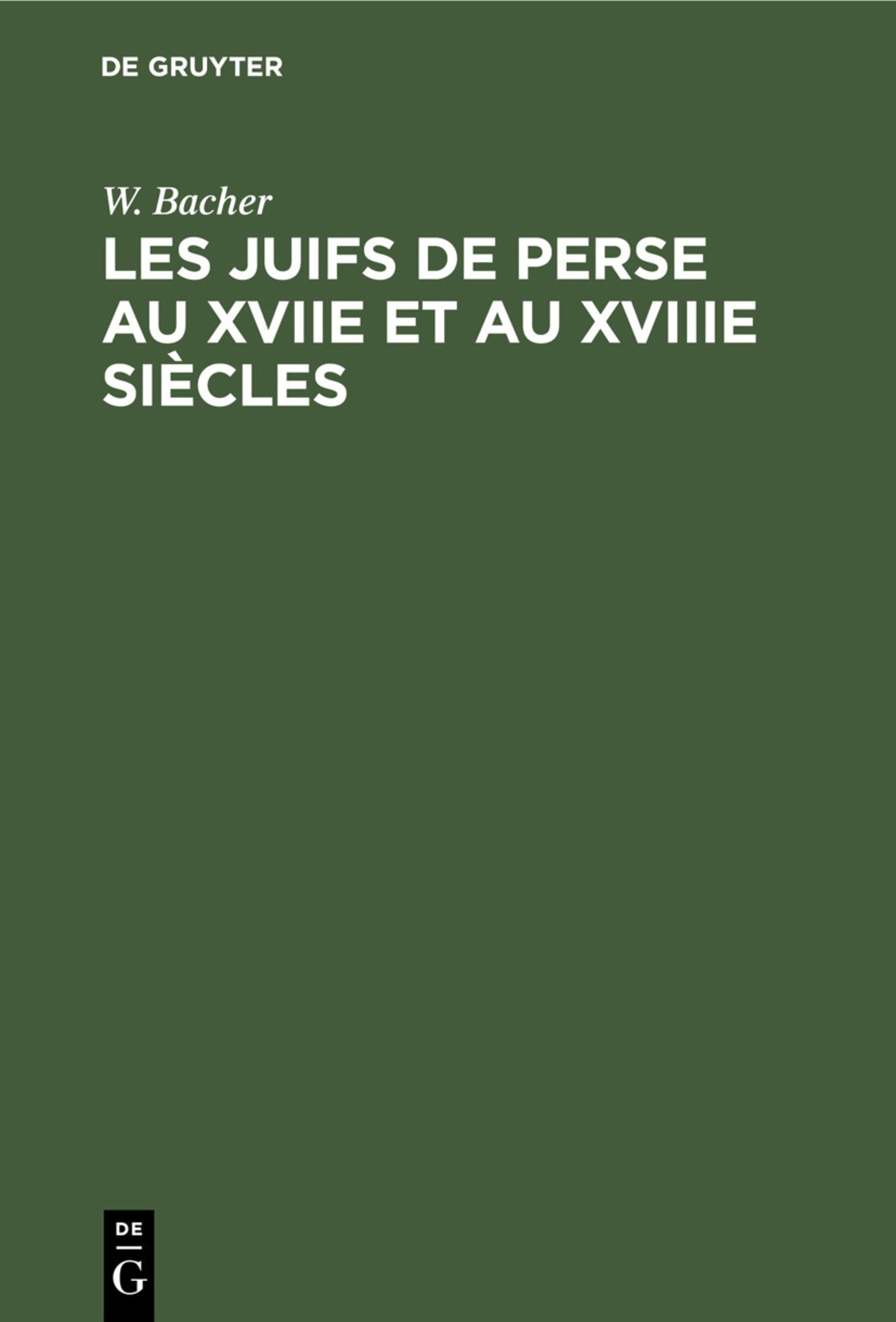 Les Juifs de Perse au XVIIe et au XVIIIe siècles