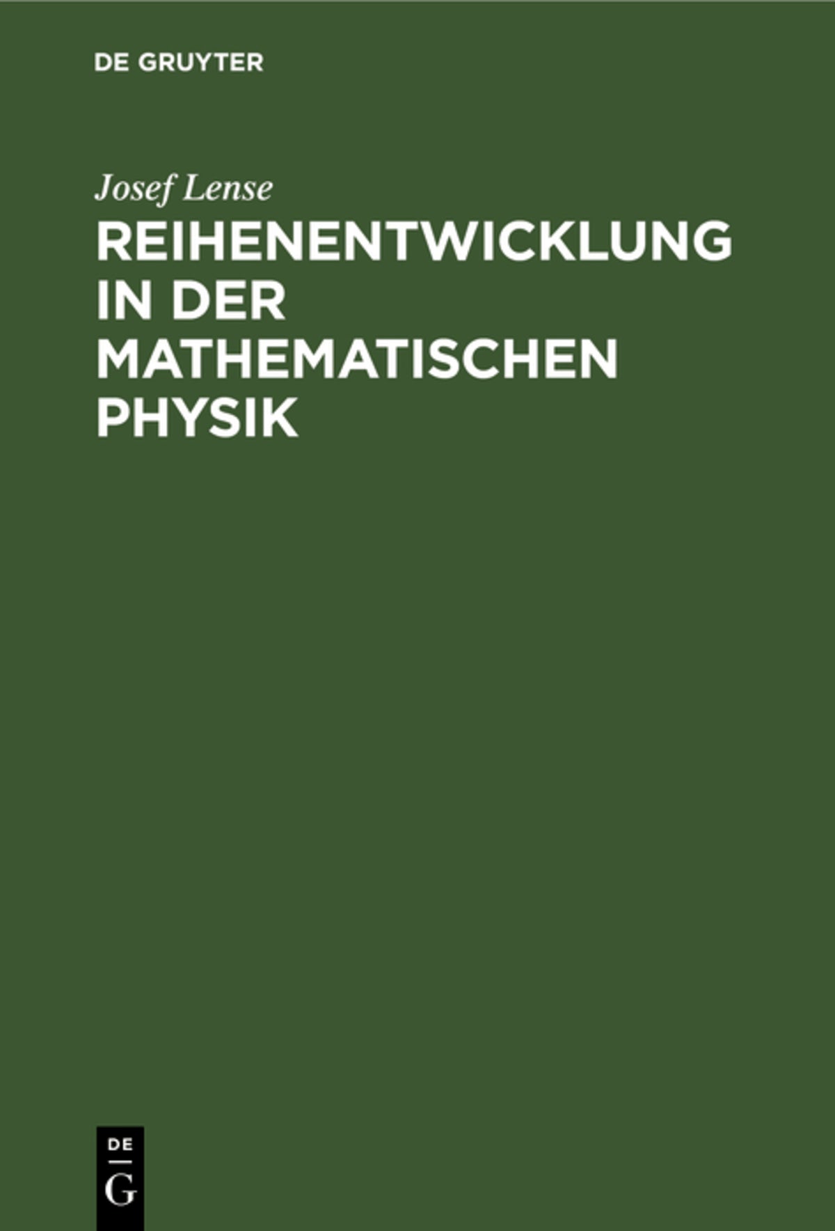 Cover image for Reihenentwicklung in der mathematischen Physik ISBN 9783111288116