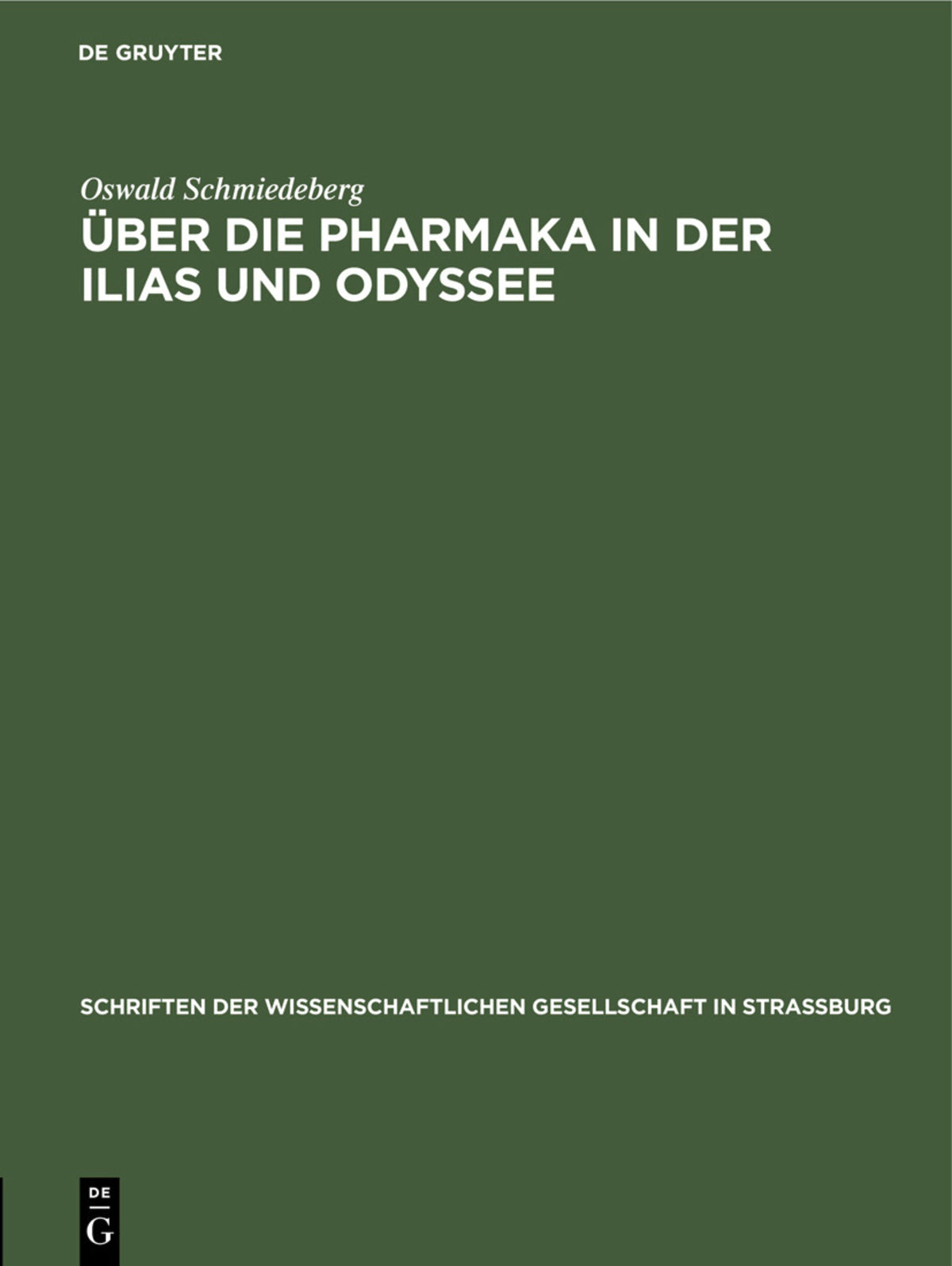Cover image for Über die Pharmaka in der Ilias und Odyssee ISBN 9783111185132