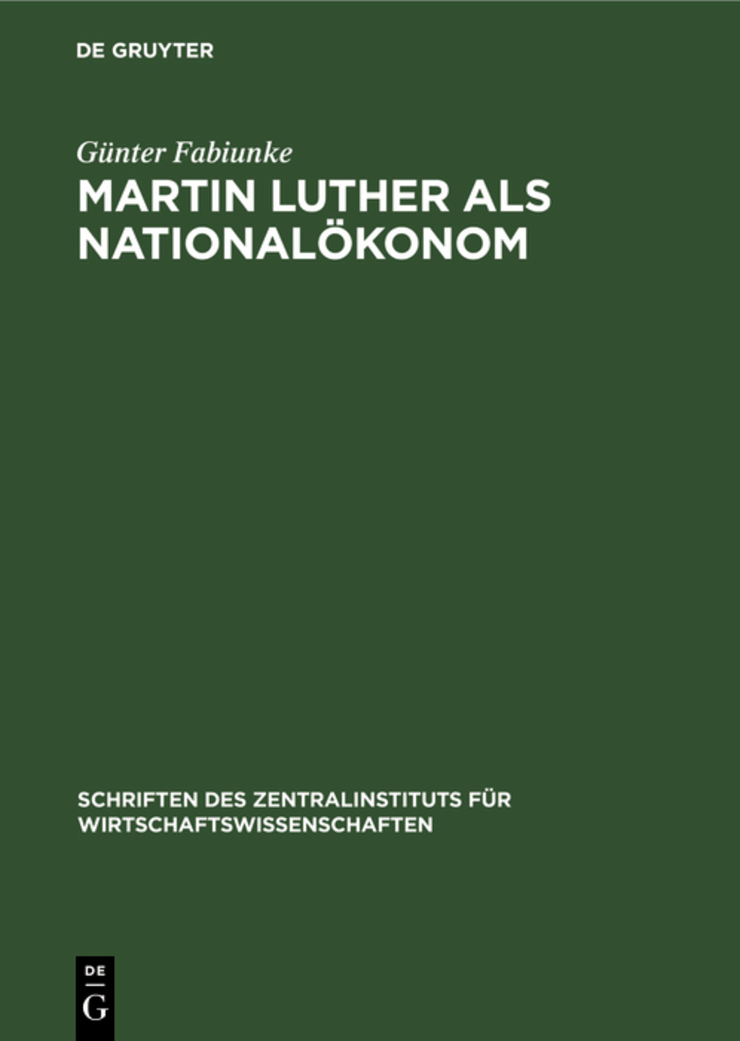 Martin Luther als Nationalökonom