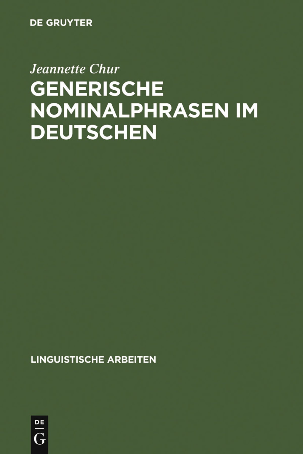 Cover image for Generische Nominalphrasen im Deutschen ISBN 9783484302914