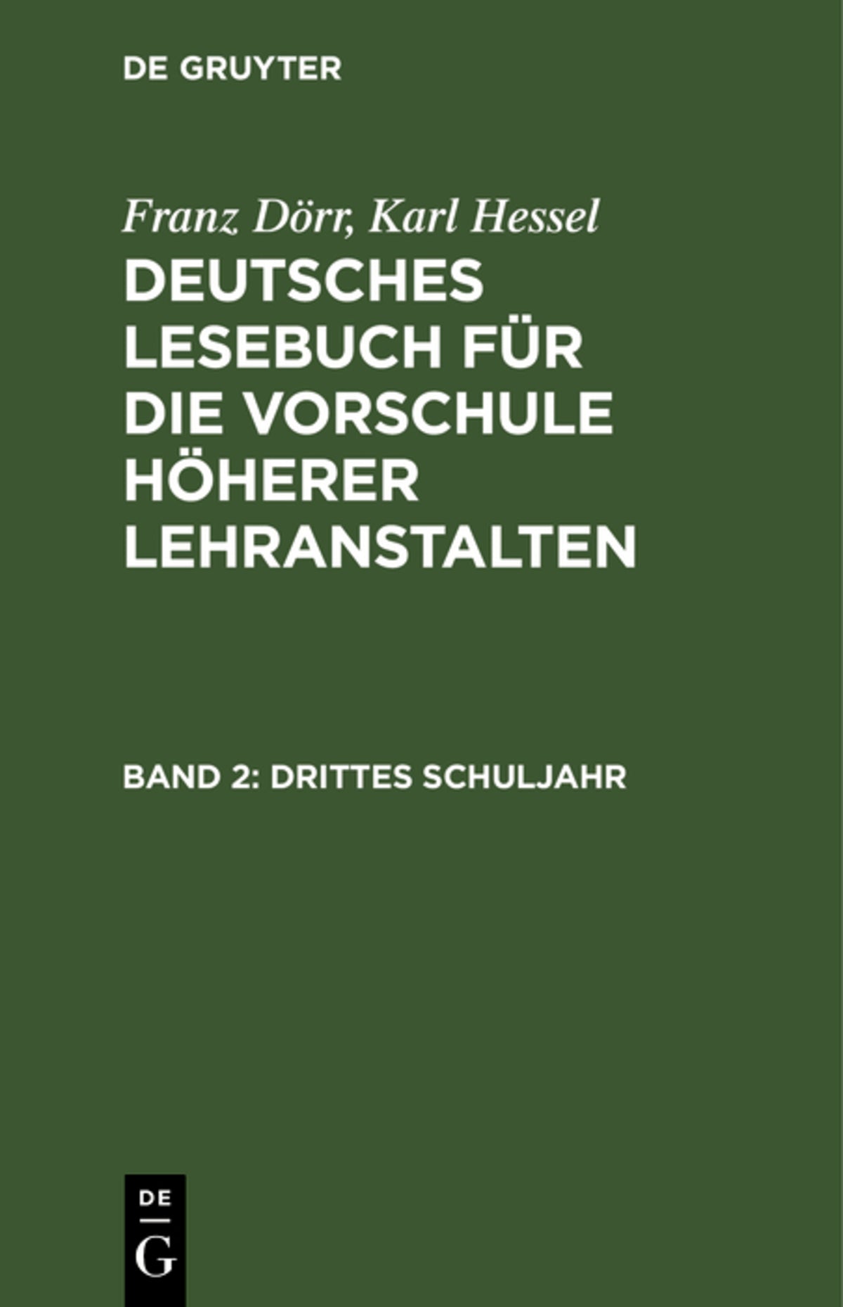 Cover image for Drittes Schuljahr ISBN 9783112365175