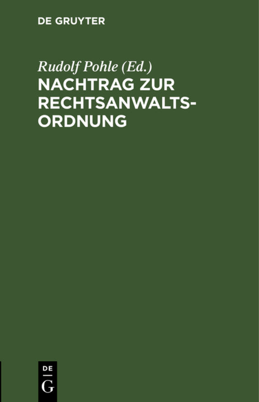 Nachtrag zur Rechtsanwaltsordnung