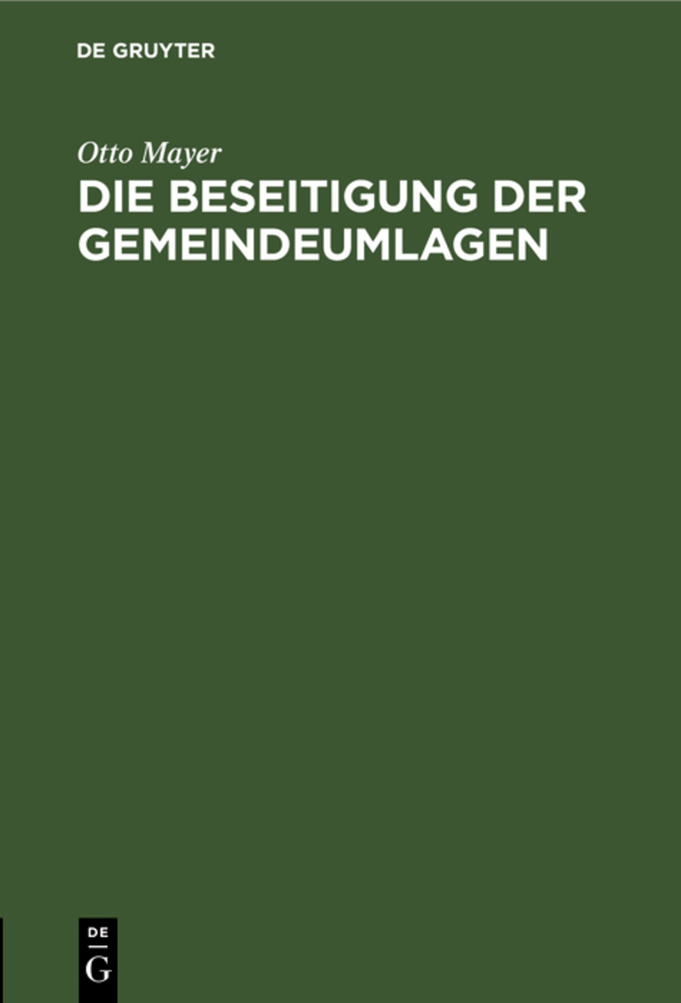 Die Beseitigung der Gemeindeumlagen