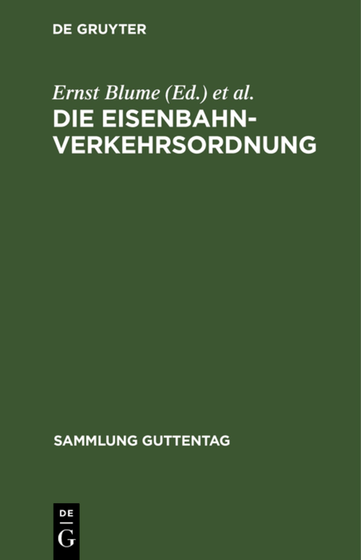 Cover image for Die Eisenbahn-Verkehrsordnung ISBN 9783111033280