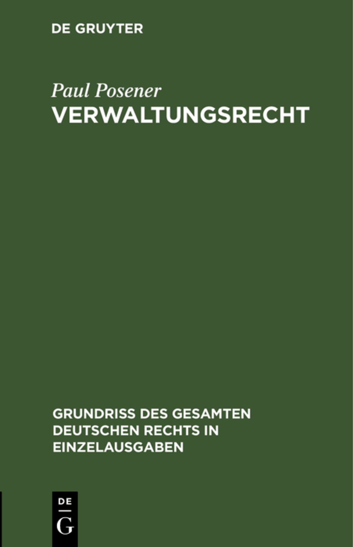 Cover image for Verwaltungsrecht ISBN 9783112633694