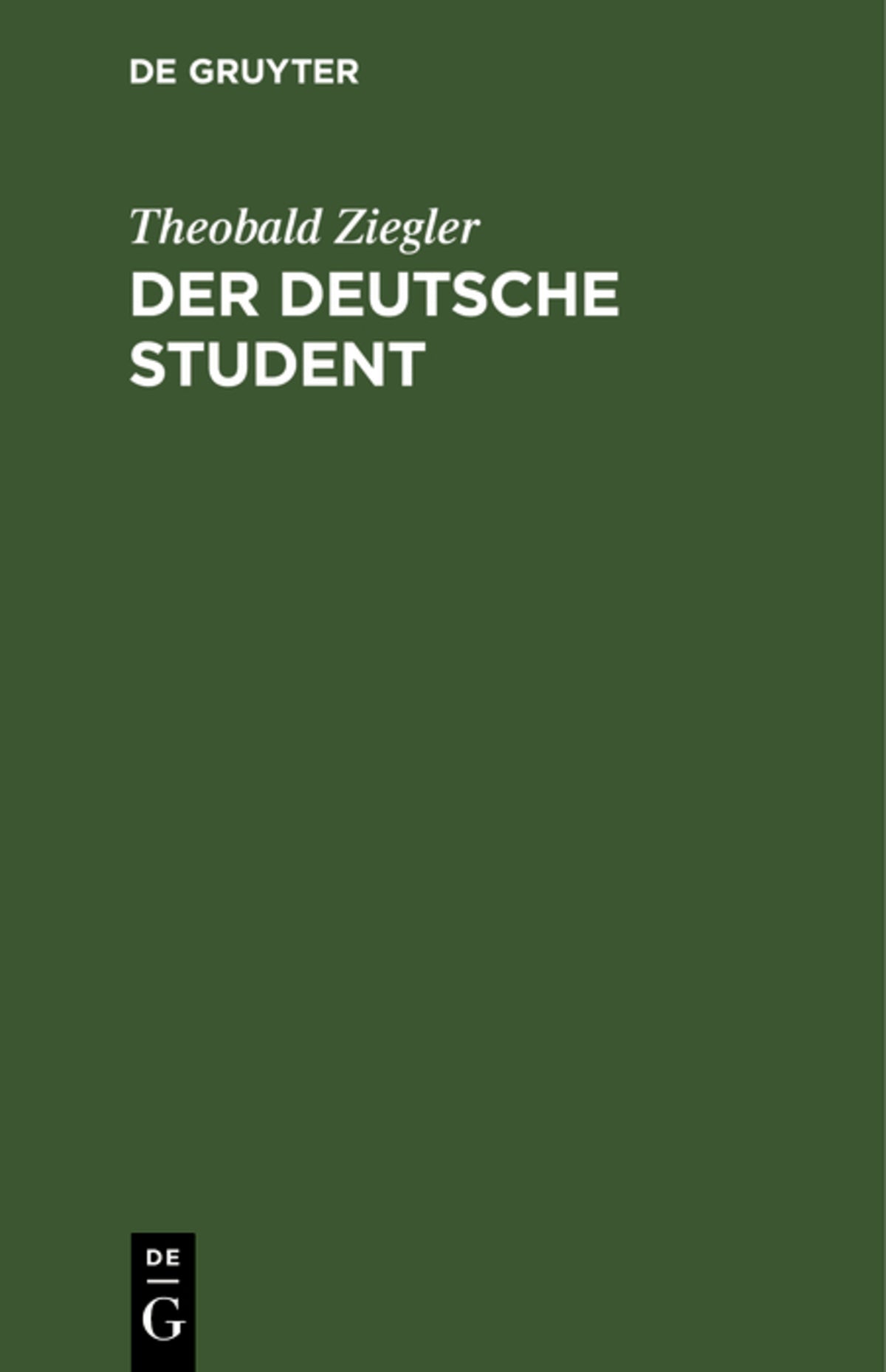 Cover image for Der deutsche Student ISBN 9783111144337