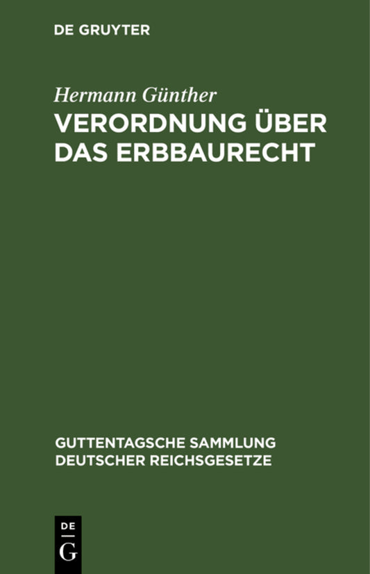 Verordnung über das Erbbaurecht