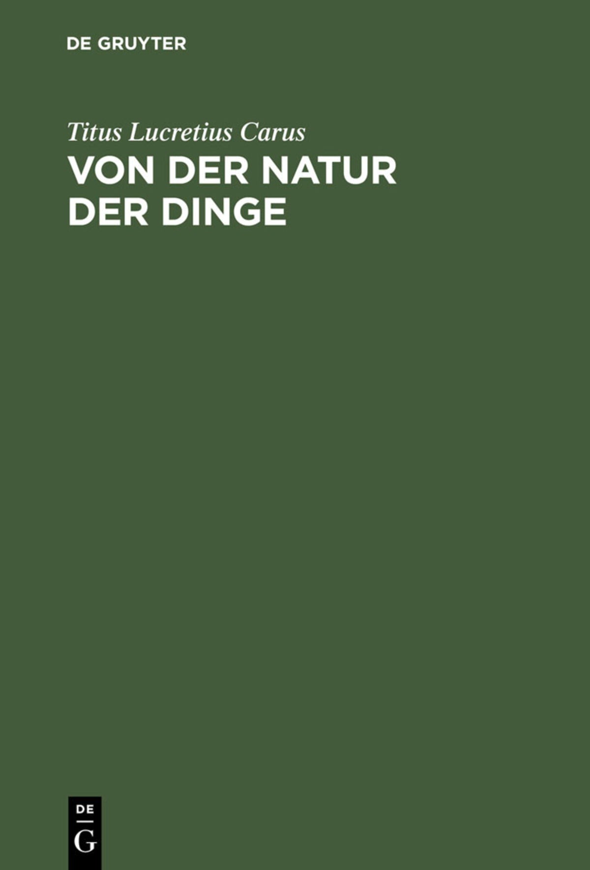 Cover image for Von der Natur der Dinge ISBN 9783110299274