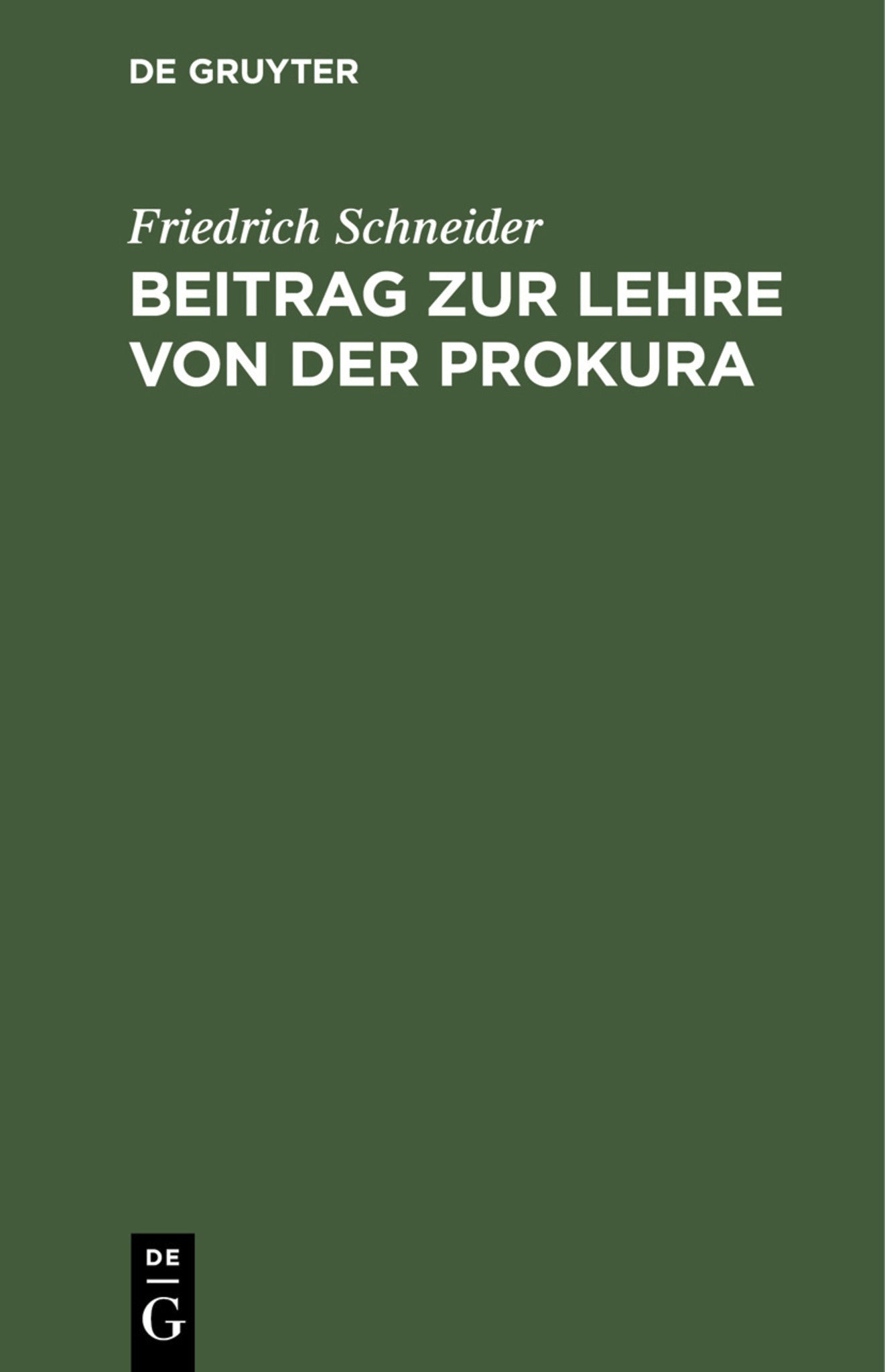 Beitrag zur Lehre von der Prokura