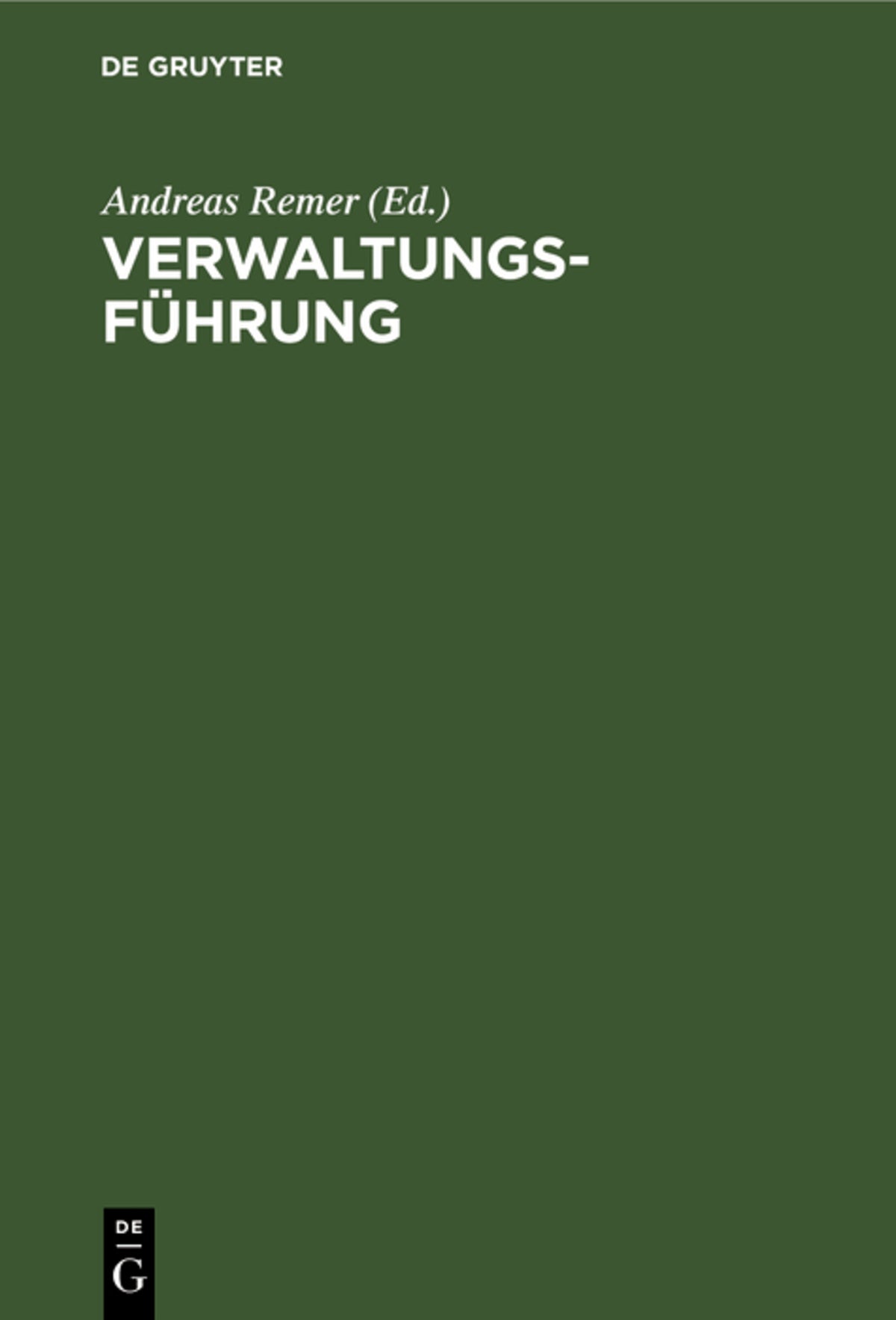 Cover image for Verwaltungsführung ISBN 9783110085013