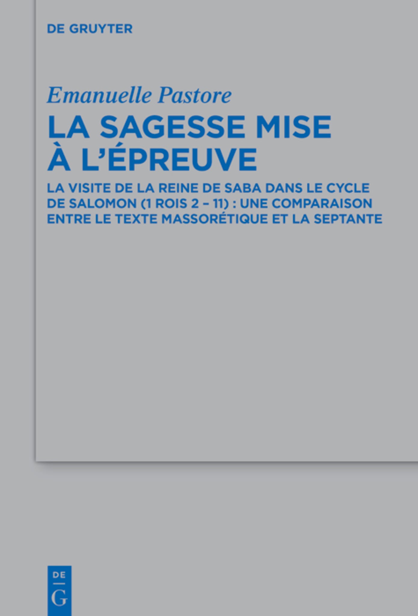 Cover image for La sagesse mise à l’épreuve ISBN 9783119149754