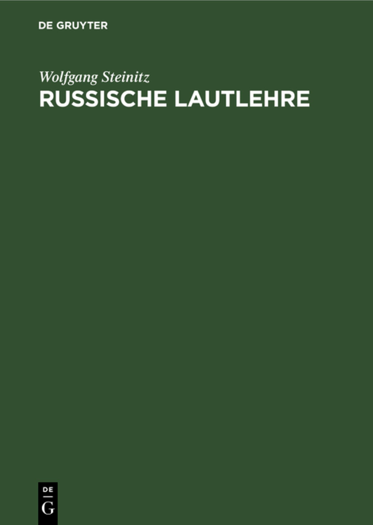 Cover image for Russische Lautlehre ISBN 9783112531914