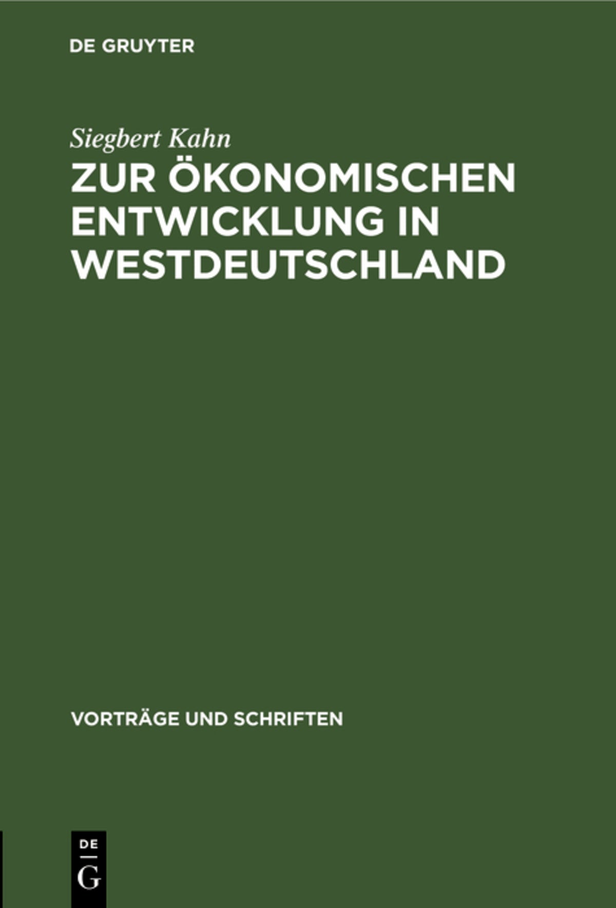 Zur ökonomischen Entwicklung in Westdeutschland