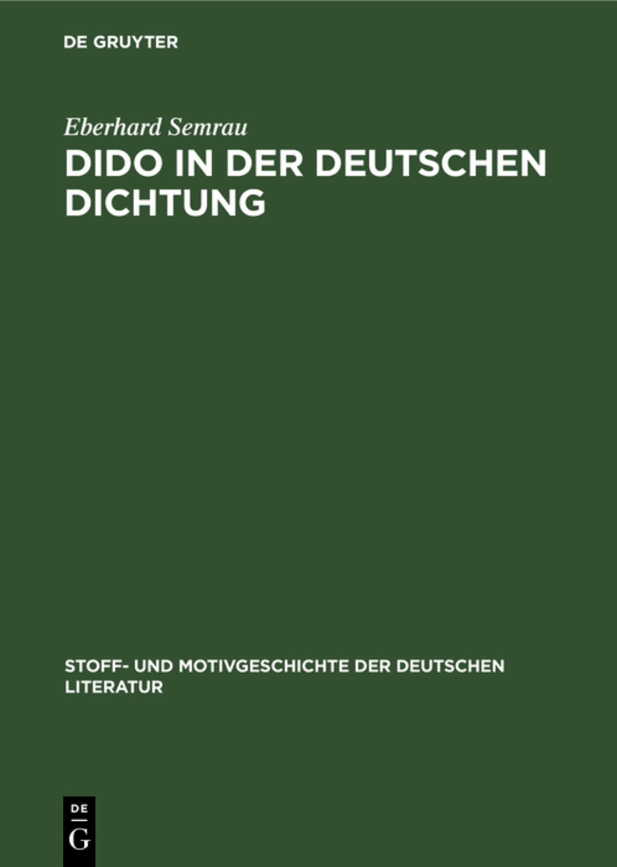Cover image for Dido in der deutschen Dichtung ISBN 9783111186337