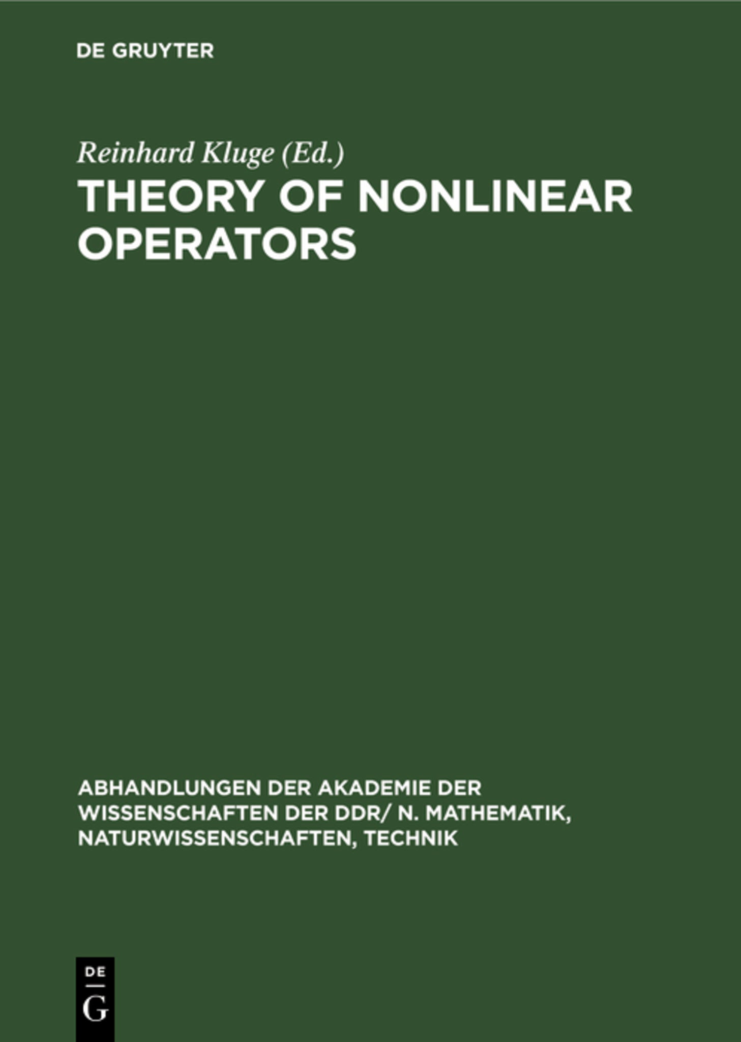 Theory of Nonlinear Operators