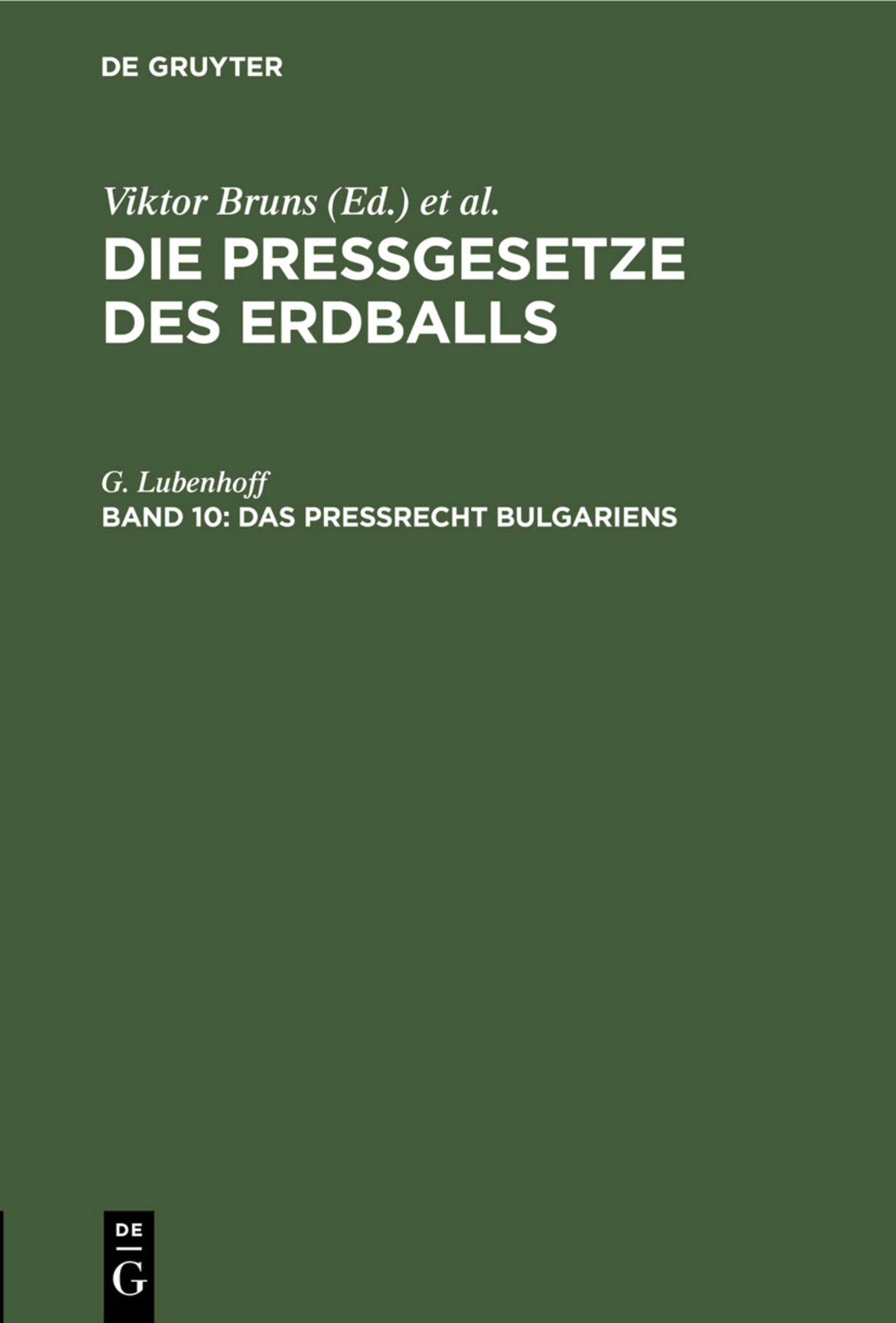 Das Preßrecht Bulgariens
