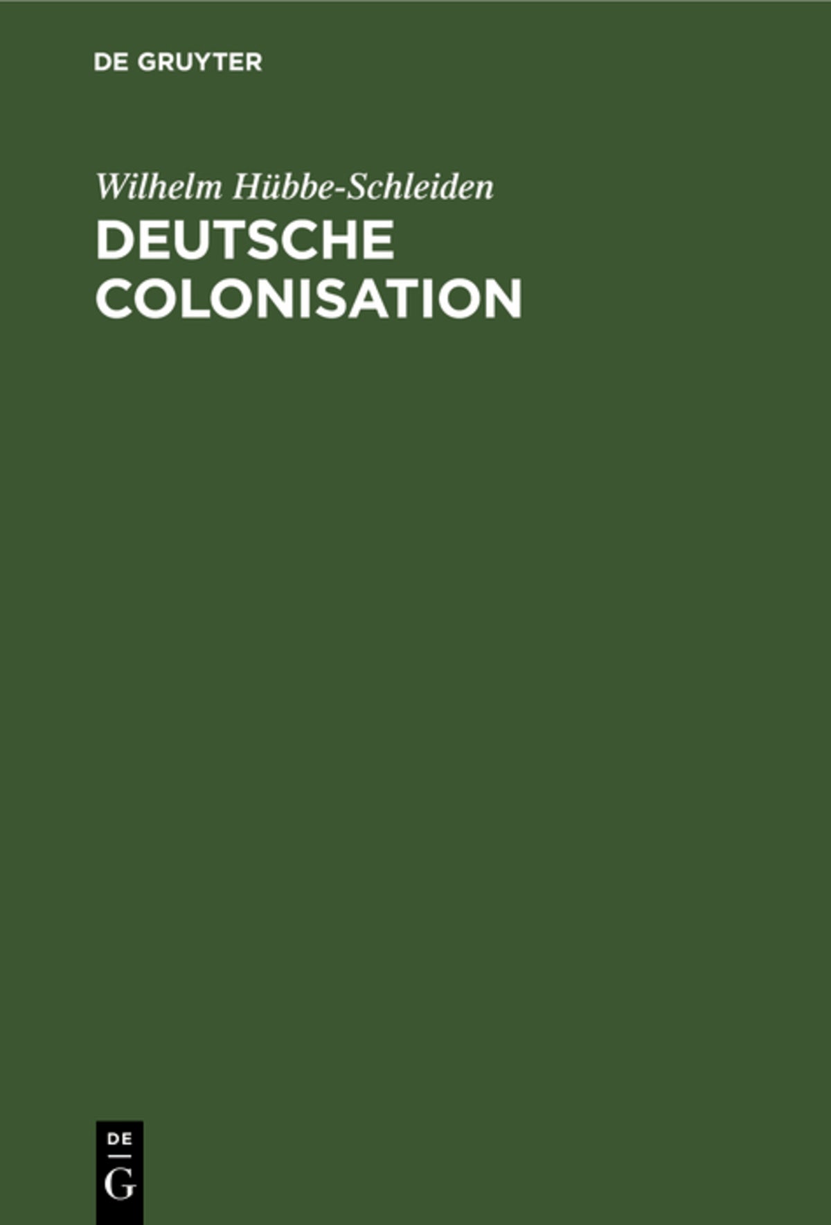 Cover image for Deutsche Colonisation ISBN 9783111172569