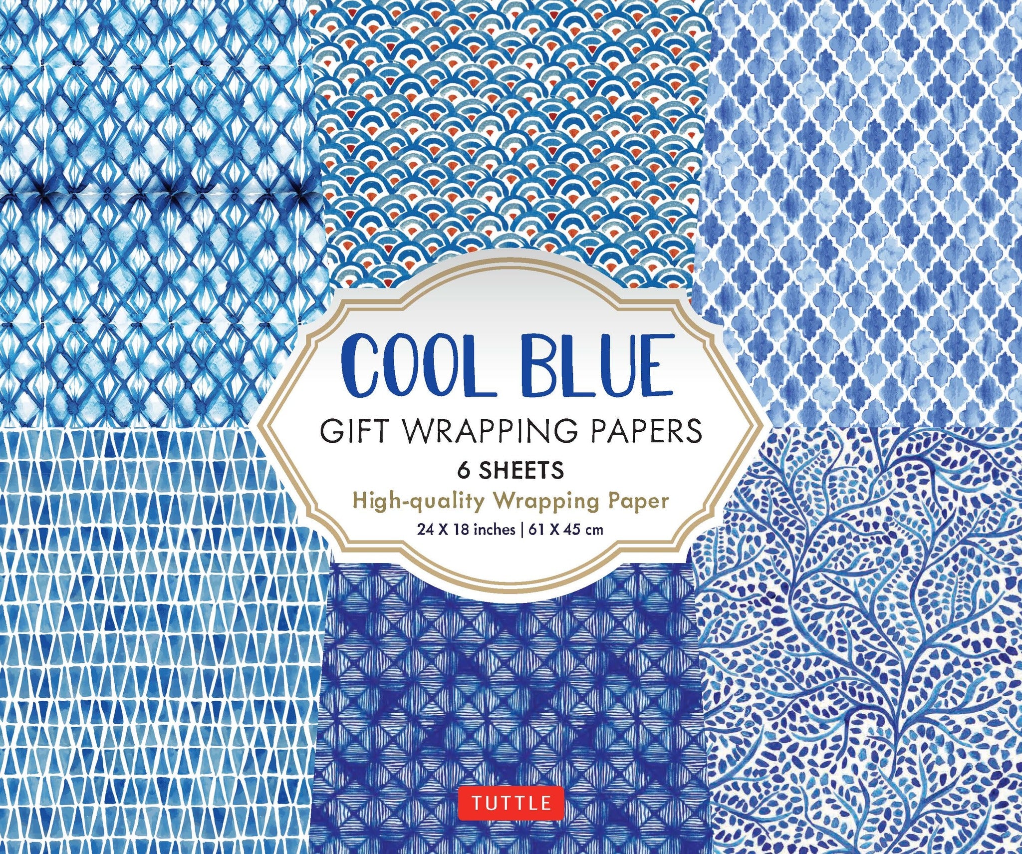 Cover image for Cool Blue Gift Wrapping Papers - 6 sheets ISBN 9780804852210