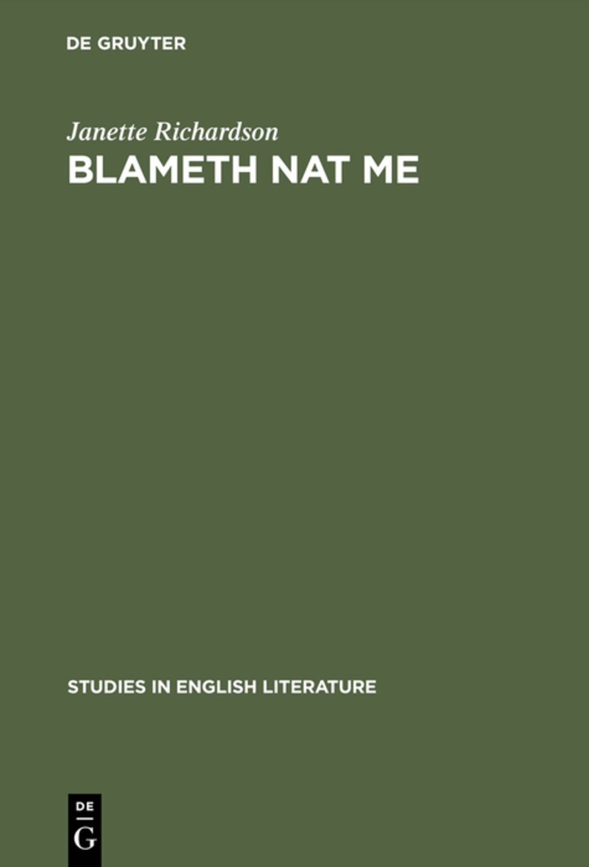 Cover image for Blameth nat me ISBN 9783111252285