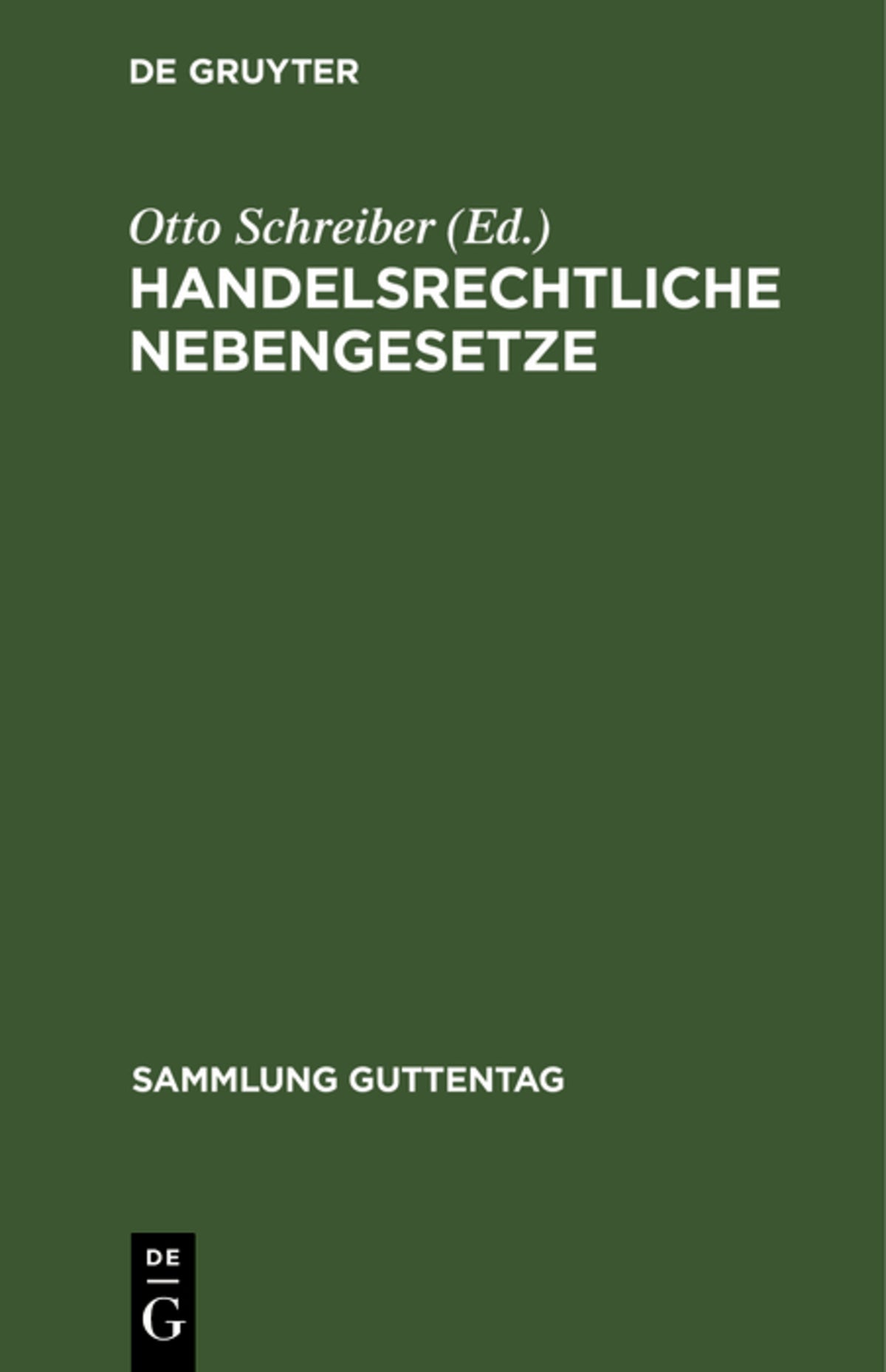 Cover image for Handelsrechtliche Nebengesetze ISBN 9783111035765